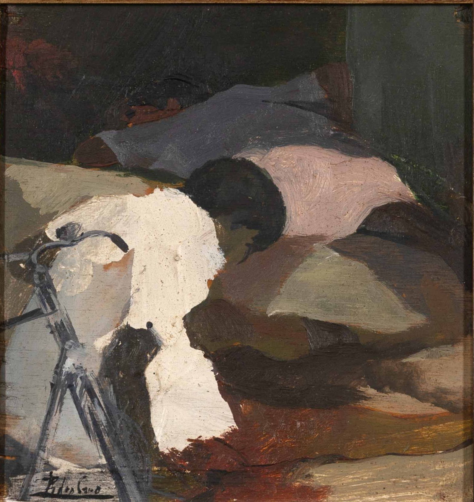 PEDRO CANO (Blanca, Murcia 1944)
"Sin título". c. 1965
Óleo sobre tabla
Firmada
Medidas:16 x 15...