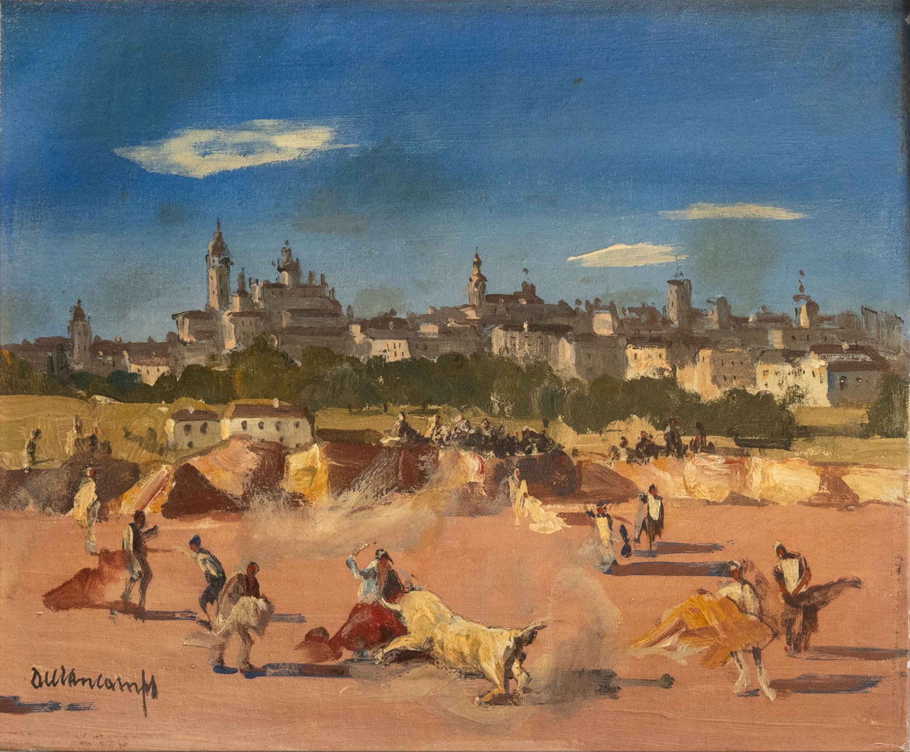 RAFAEL DURANCAMPS (Sabadell, 1891- Barcelona, 1979)
“Capea”. 1968
Óleo sobre tabla
Medidas: 45 x 68...