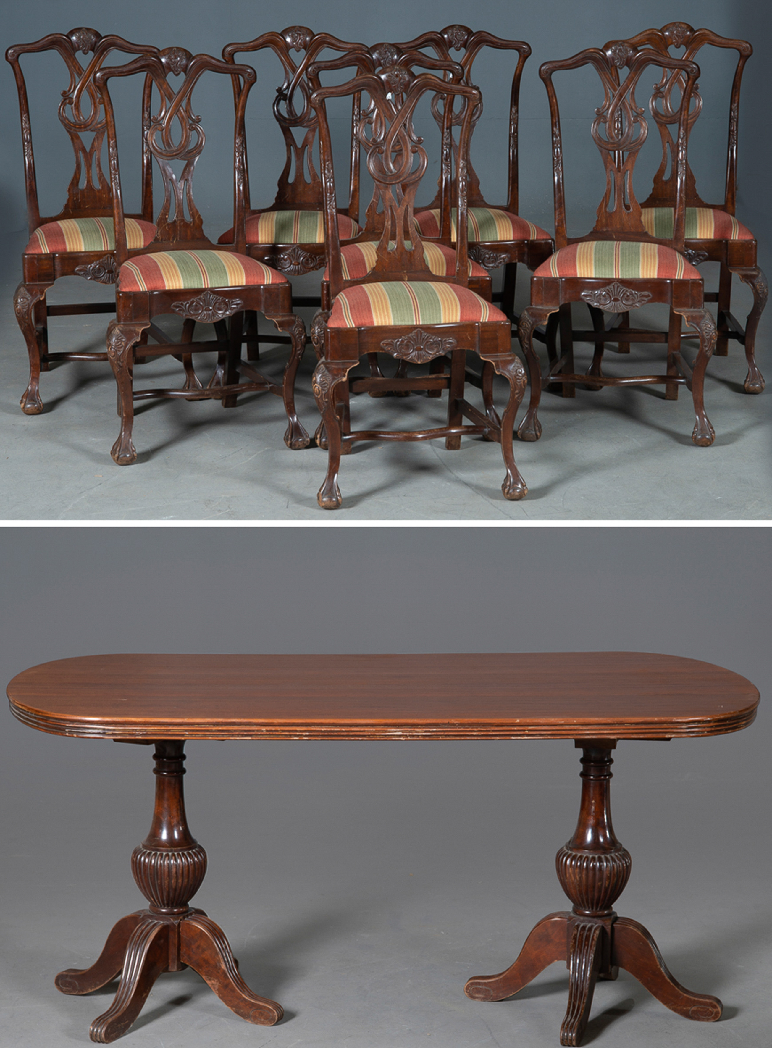 Comedor en caoba de estilo Chippendale.