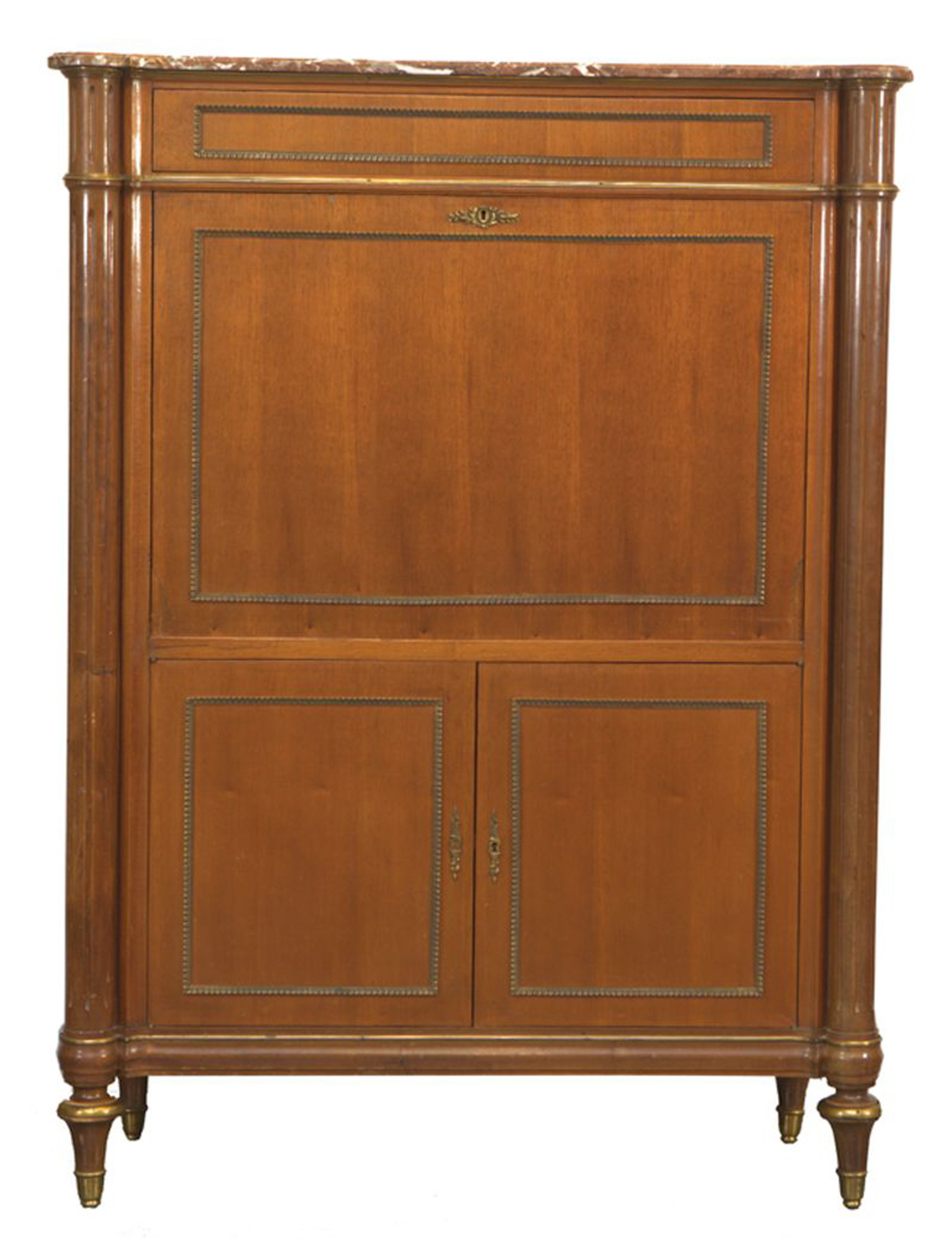 Secretaire abattant de estilo Directorio en madera de caoba y aplicaciones de bronces S. XX. ...