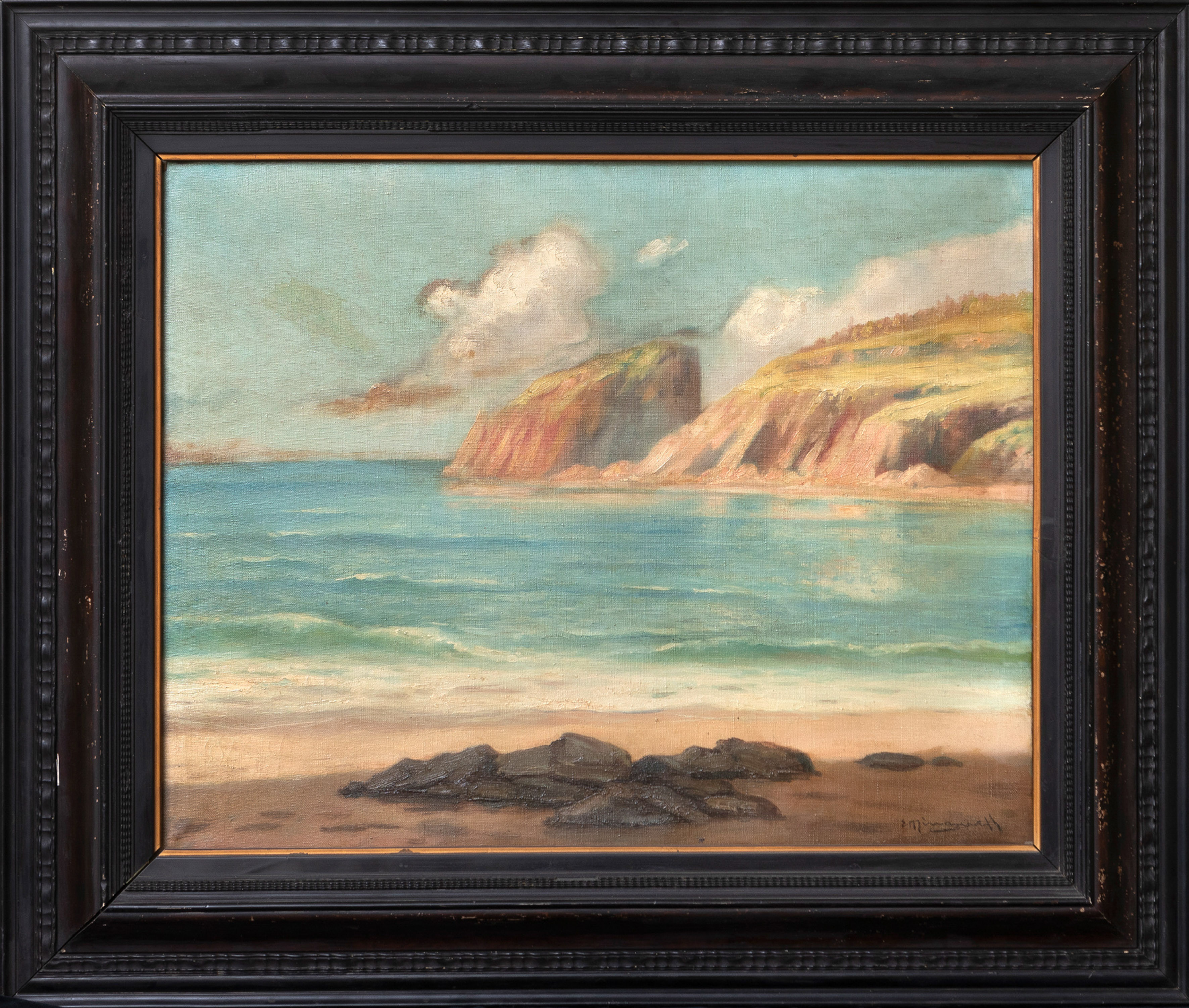 JAUME MINGUELL i MIRET (Tárrega, 1922-1991)
"Cala de Blanes"
Óleo sobre tabla.
Medidas: 52 x 66 cm.
