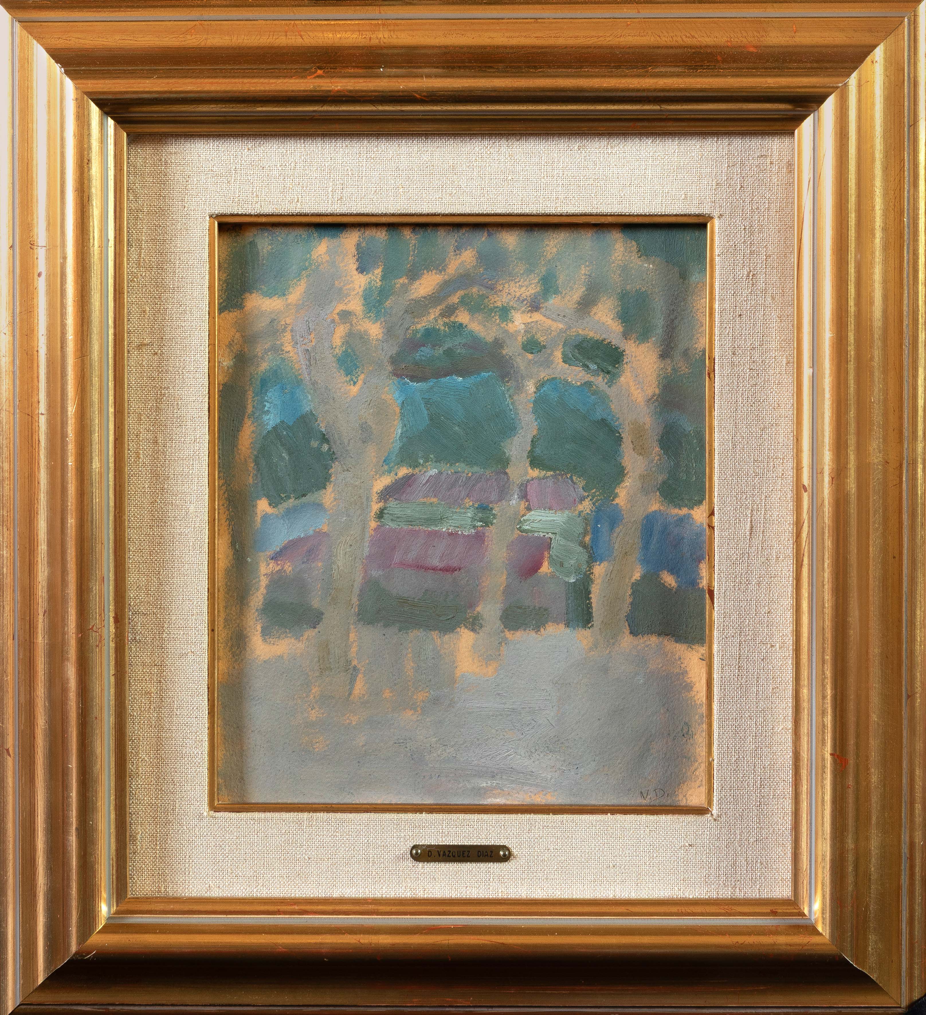 DANIEL VÁZQUEZ DÍAZ (Nerva 1882-Madrid 1969)
"Soto con fresnos y casas"
Óleo sobre...