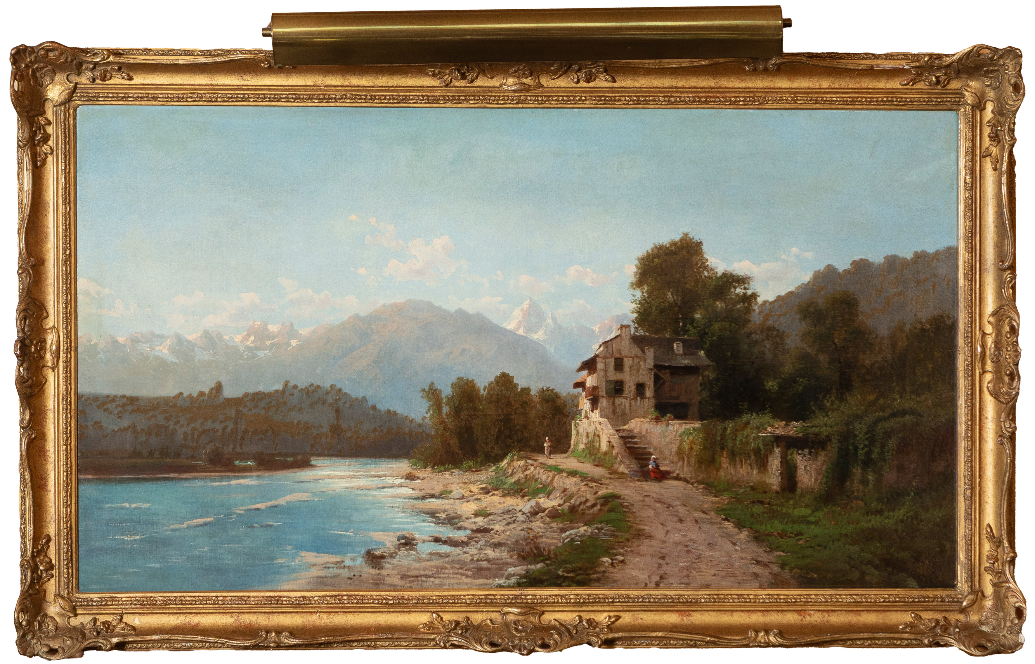 AUGUSTE DALNOY (Bélgica, 1839-1893)
"Paisaje fluvial"
Óleo sobre lienzo.
Medidas: 70 x 130...