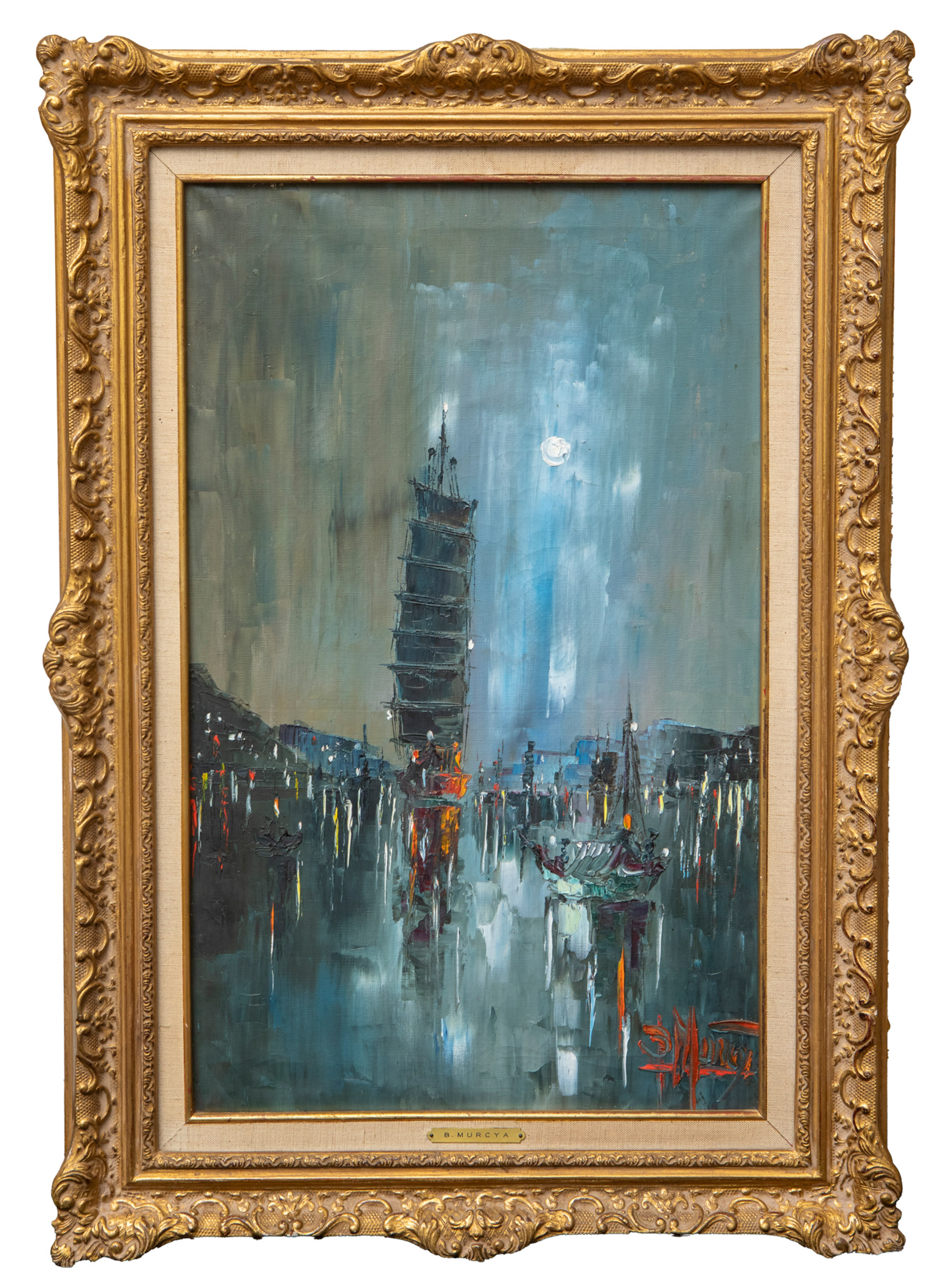 B. MURCYA
“Puerto nocturno”
Acrílico sobre lienzo.
Medidas: 60 x 37 cm.
Firmado en el ángulo...