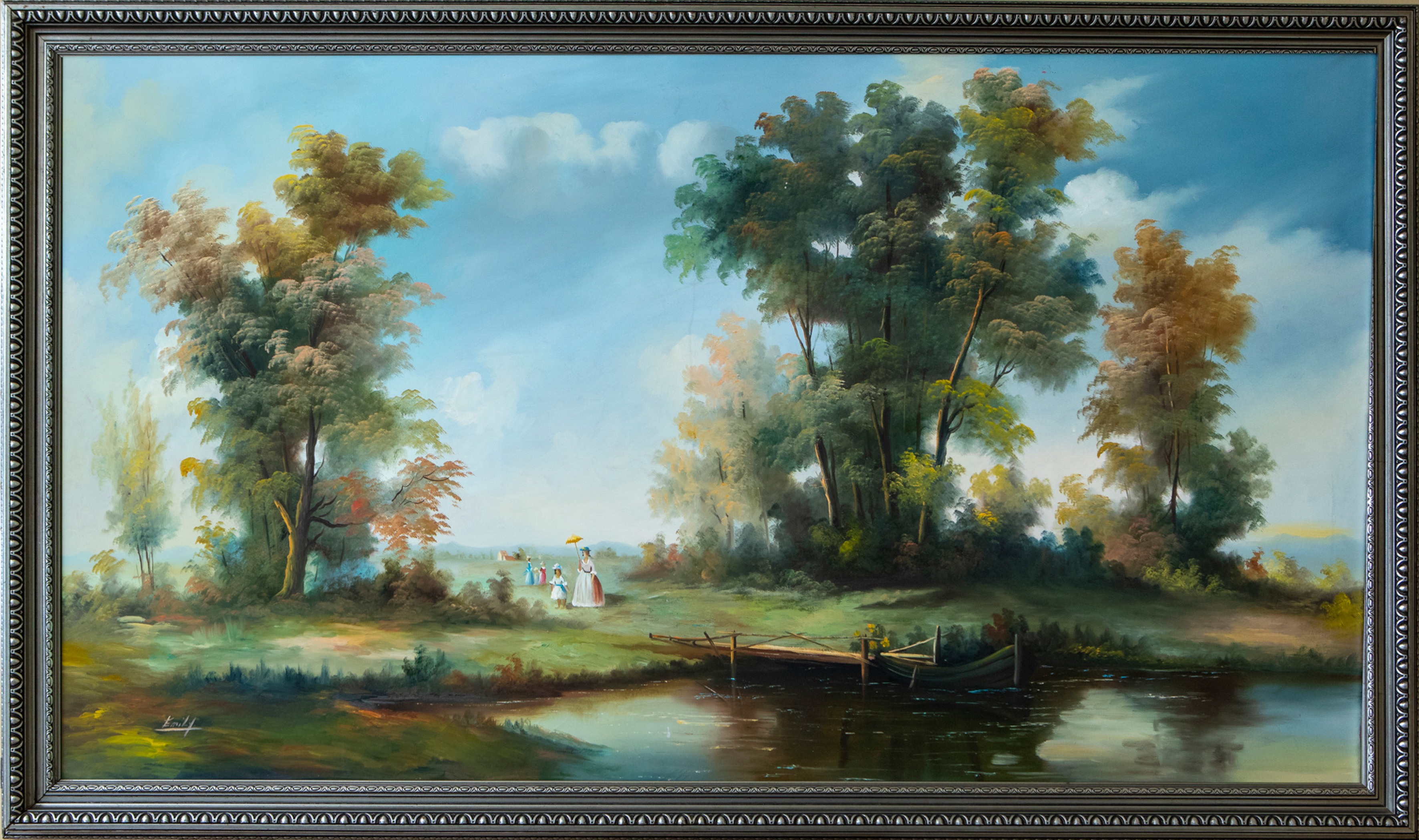 EMILY, S. XX
“Paseo al embarcadero”
Óleo sobre lienzo.
Medidas: 90 x 155 cm.
Firmado en la zona...