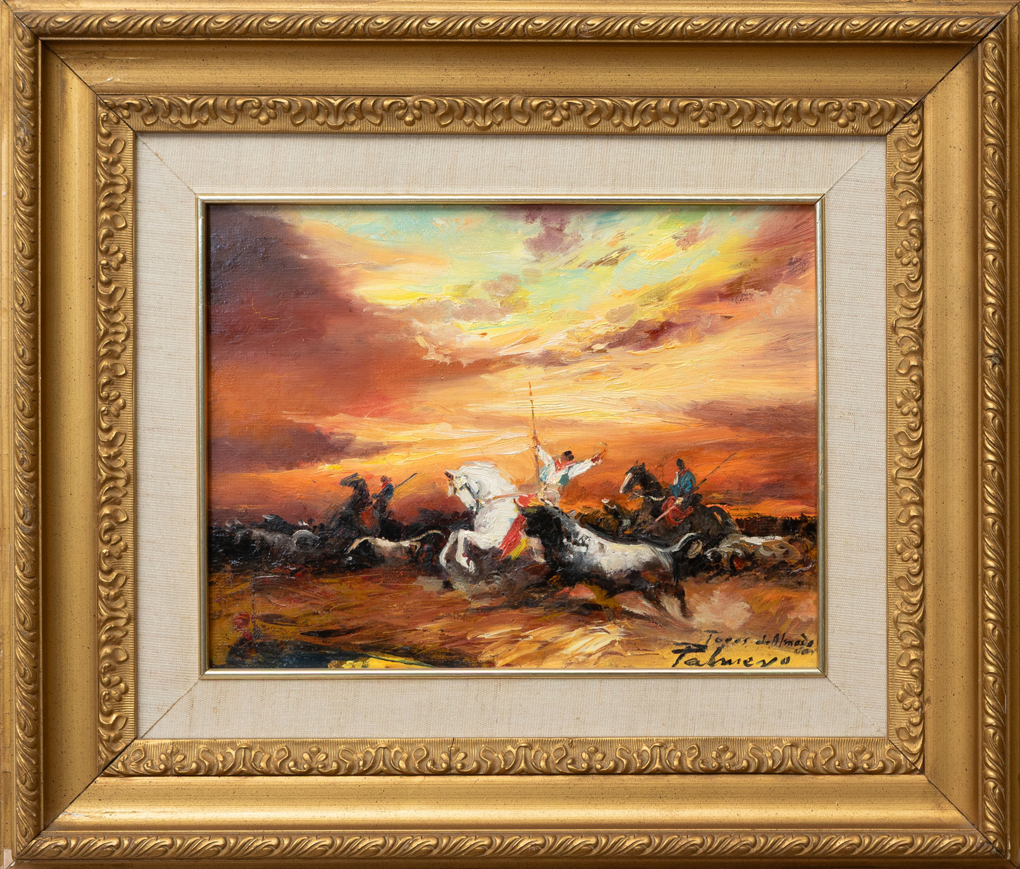 ALFREDO PALMERO, MAESTRO PALMERO (Almodóvar del Campo, 1901-Madrid, 1991)
“Toros de Almadacen”
Óleo...