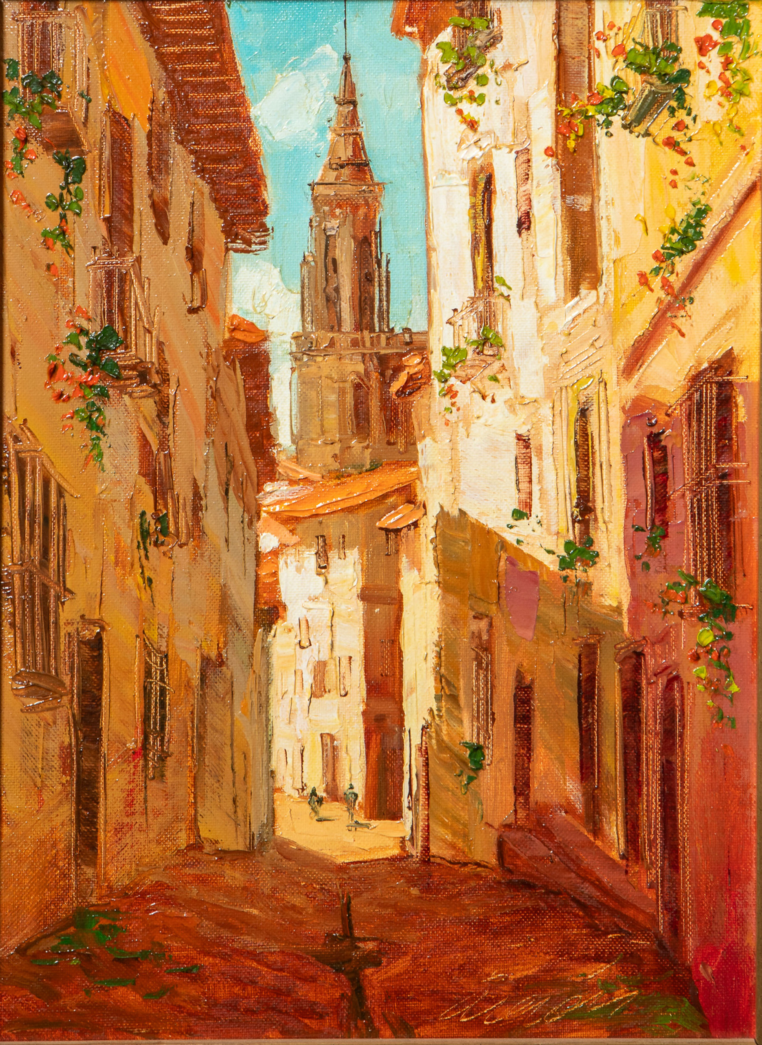 ESCUELA ESPAÑOLA, S. XX
“Vista de Toledo”
Óleo sobre lienzo.
Medidas: 35 x 26 cm.