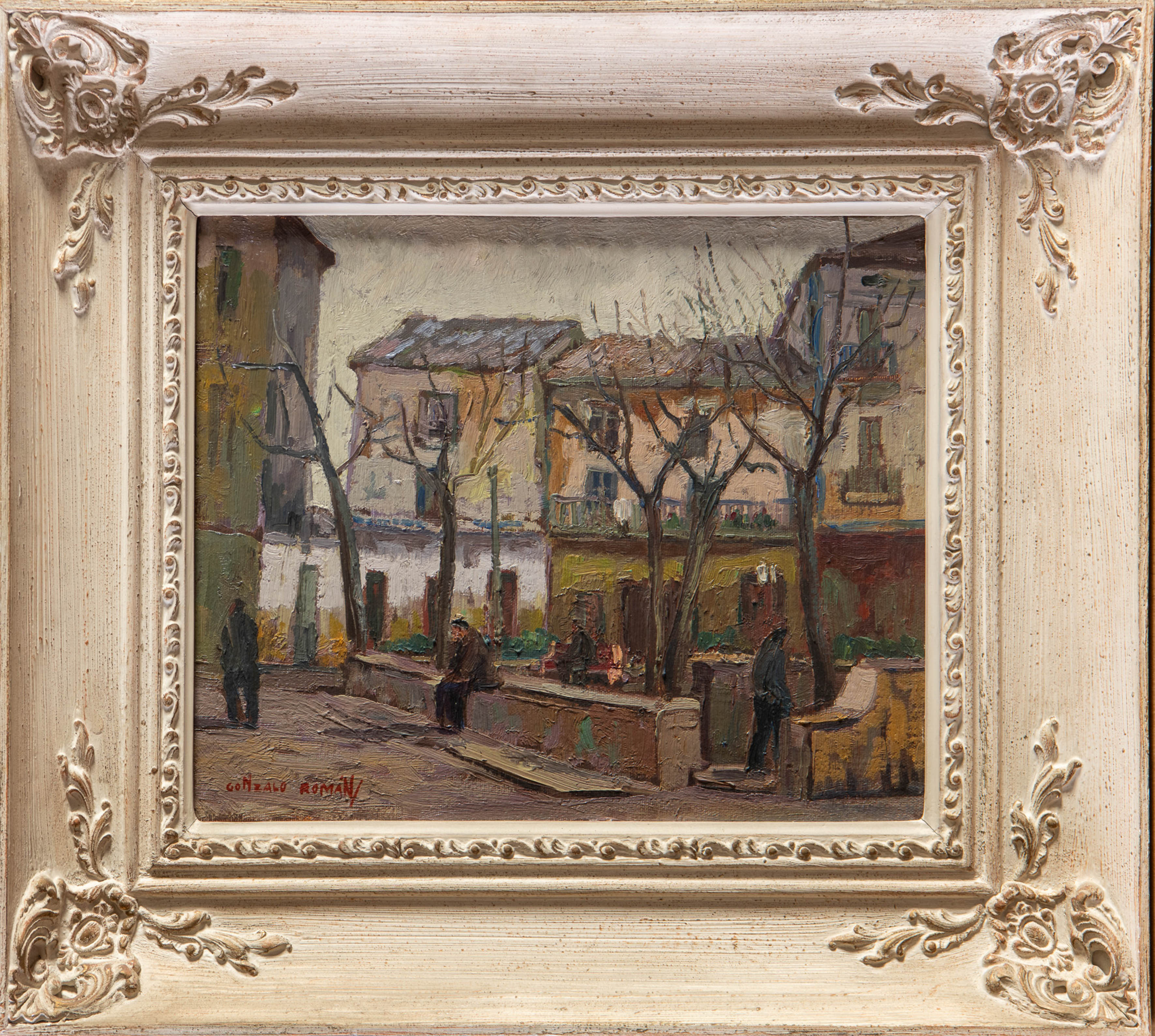 GONZALO ROMÁN (Santa Eufemia del Arroyo, Valladolid 1932)
Plaza de pueblo
Óleo sobre...