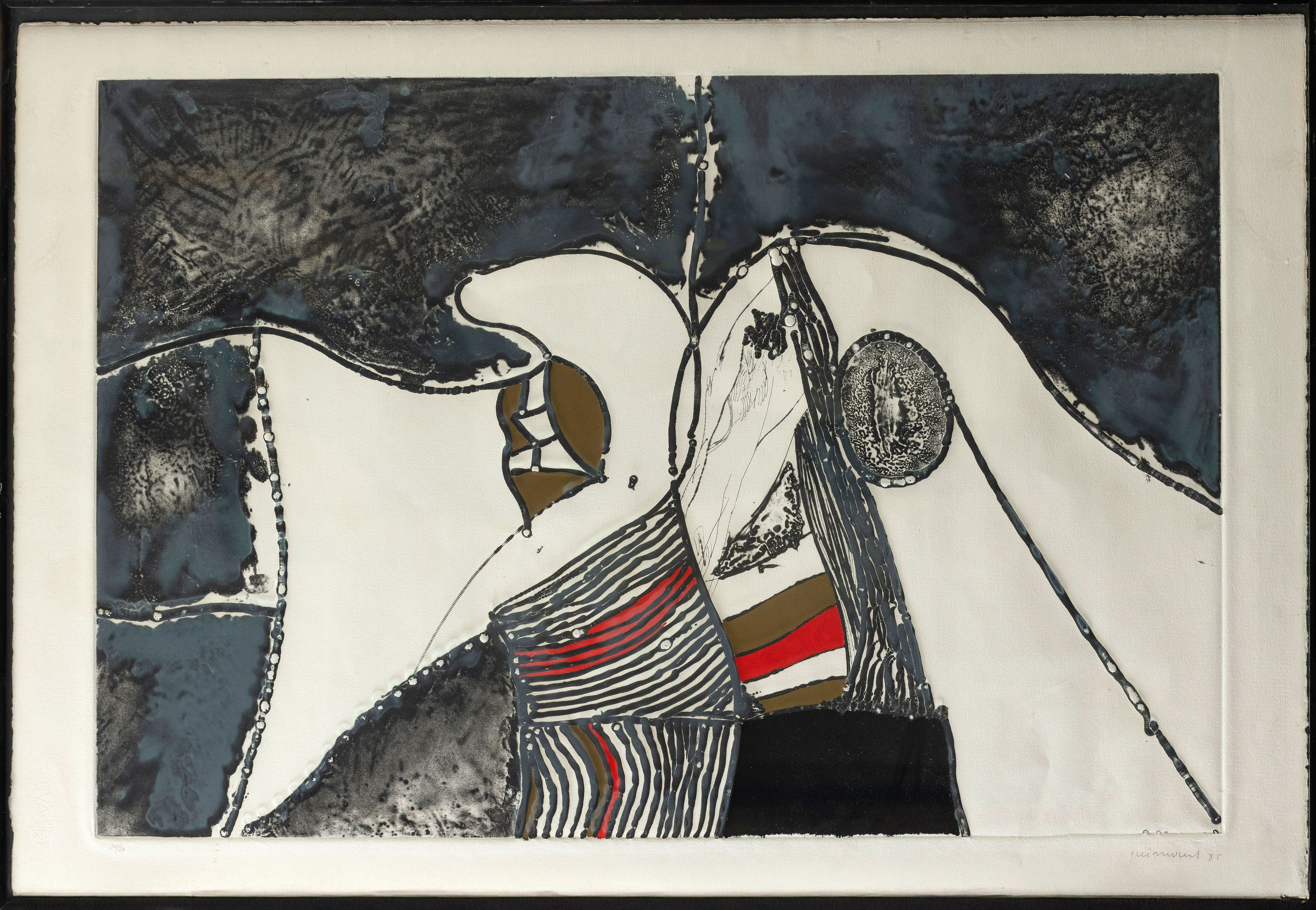 JOSEP GUINOVART "Sin titulo". 1985 34/50
Aguafuerte y aguatinta realzado con guache
