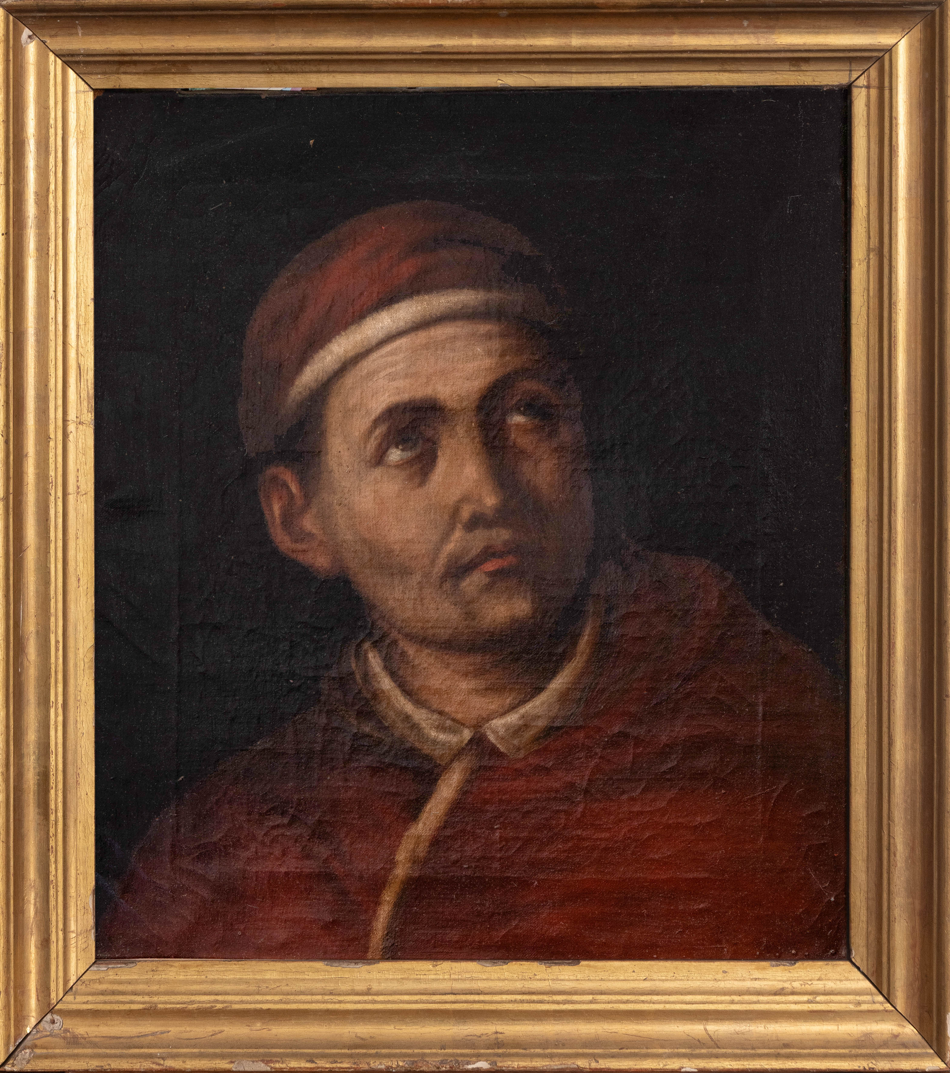 ESCUELA ITALIANA, S. XVII
"¿San Agustín?”
Óleo sobre lienzo.
Medidas: 42 x 34 cm.