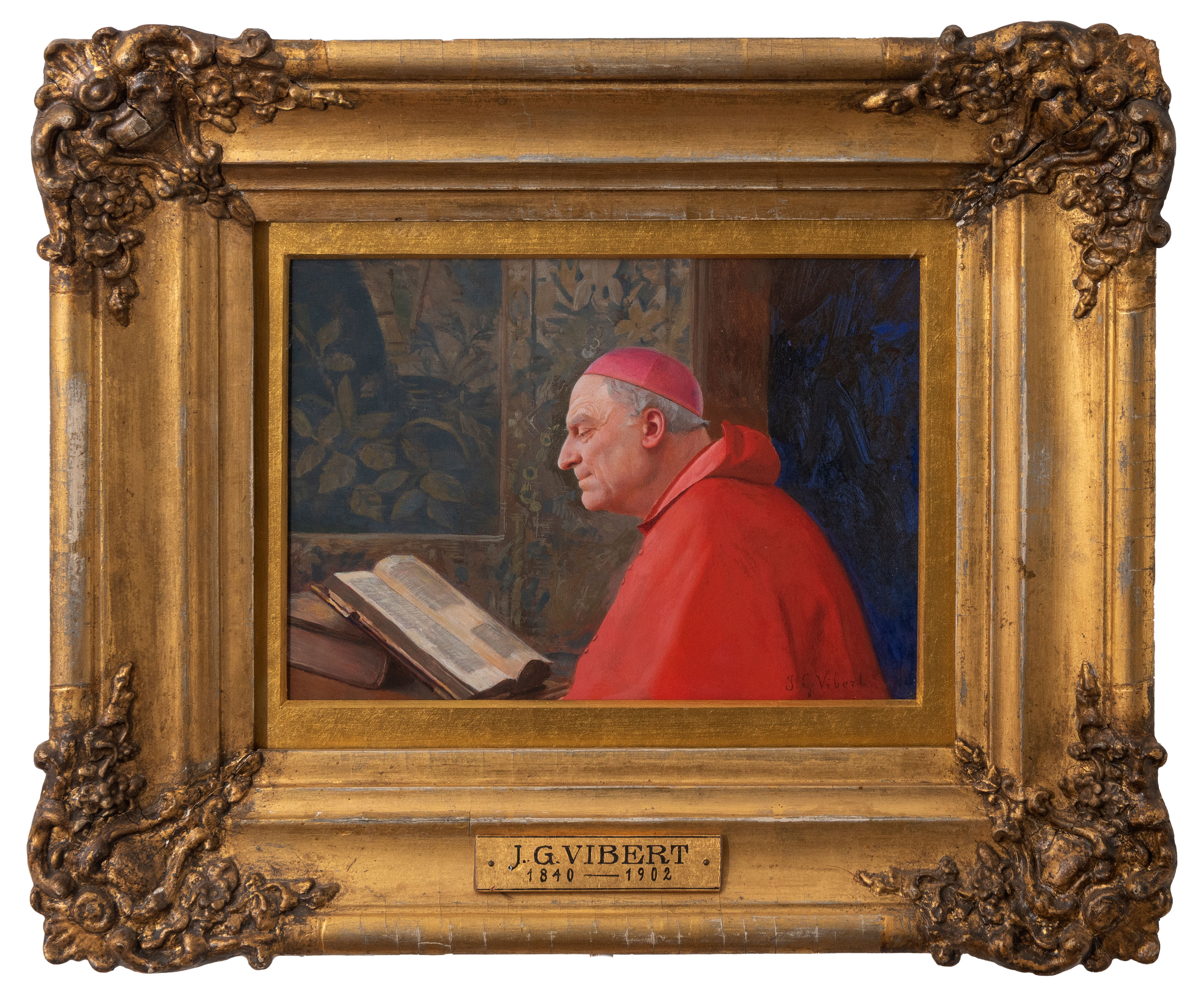 JEHAN GEORGES VIVERT (París, 1840-1902)
“Cardenal leyendo”
Óleo sobre tabla.
Medidas: 14 x 20...