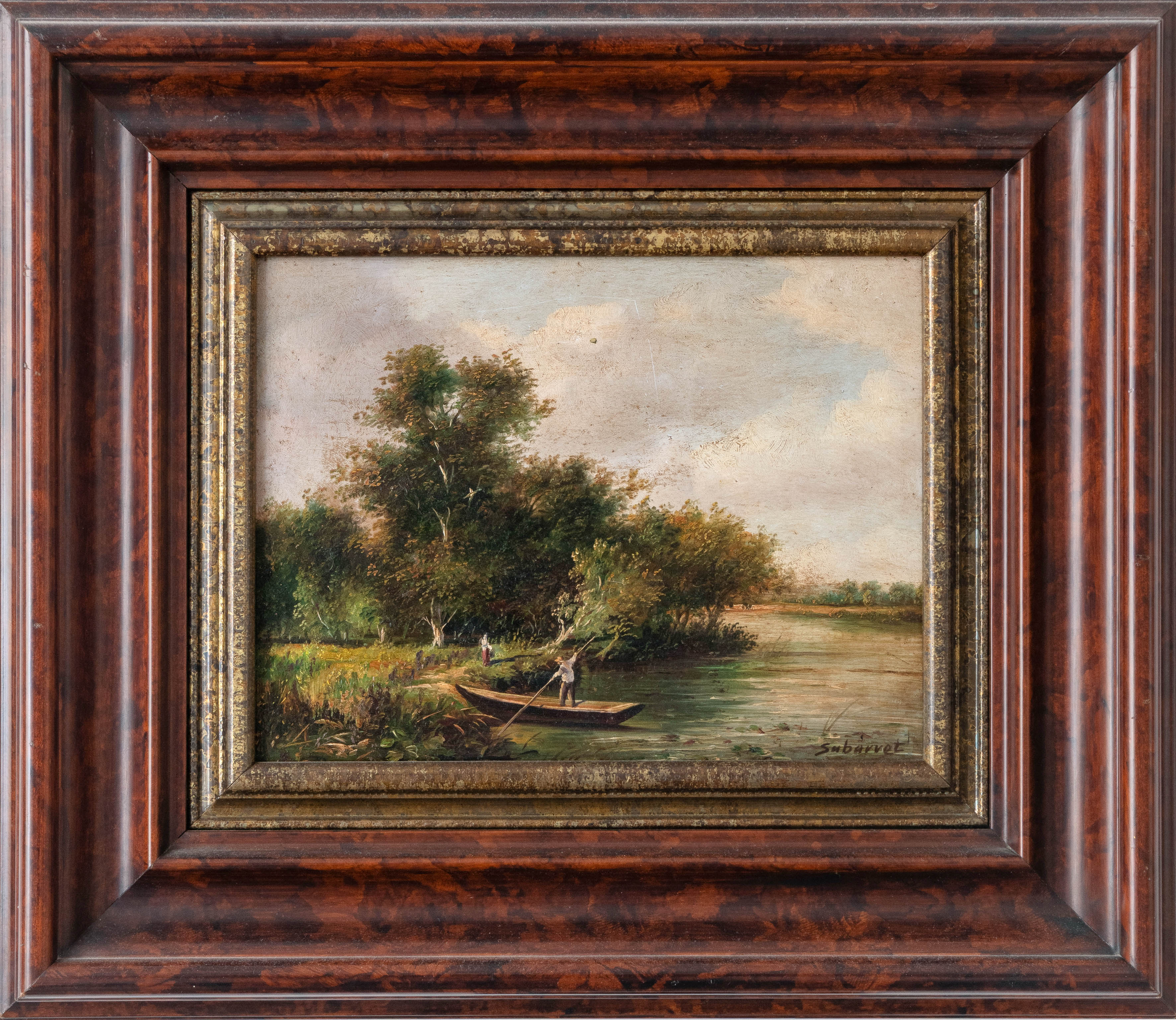 ESCUELA ESPAÑOLA, SS. XIX-XX
“Escena fluvial”
Óleo sobre cobre.
Medidas: 23 x 29 cm.
Firmado:...
