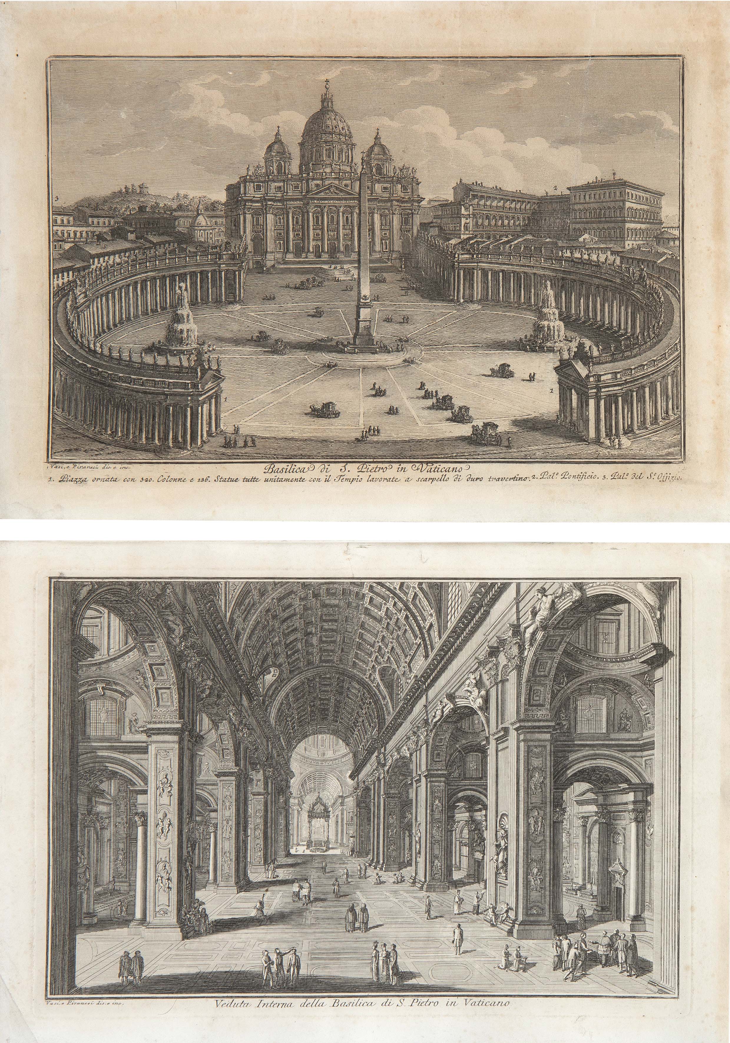 GIOVANNI BATTISTA PIRANESI (Mogliano Veneto, 1720-Roma, 1778)
"Vistas de la Basílica de San Pedro...