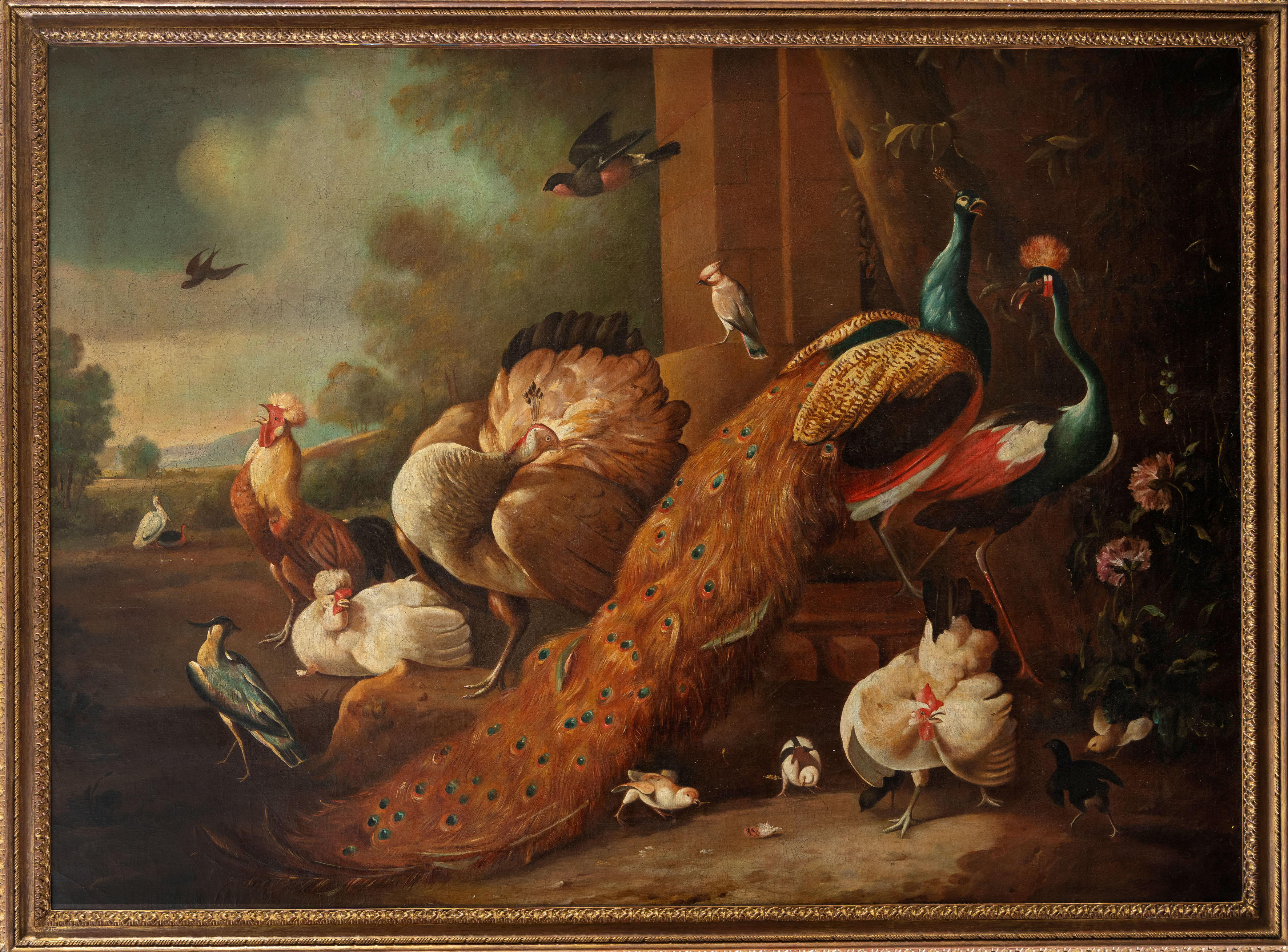 SEGUIDOR DE MELCHIOR DE HONDECOETER (Utrech, 1636-Ámsterdam, 1695)
Pavo real, gallinas y aves en un...