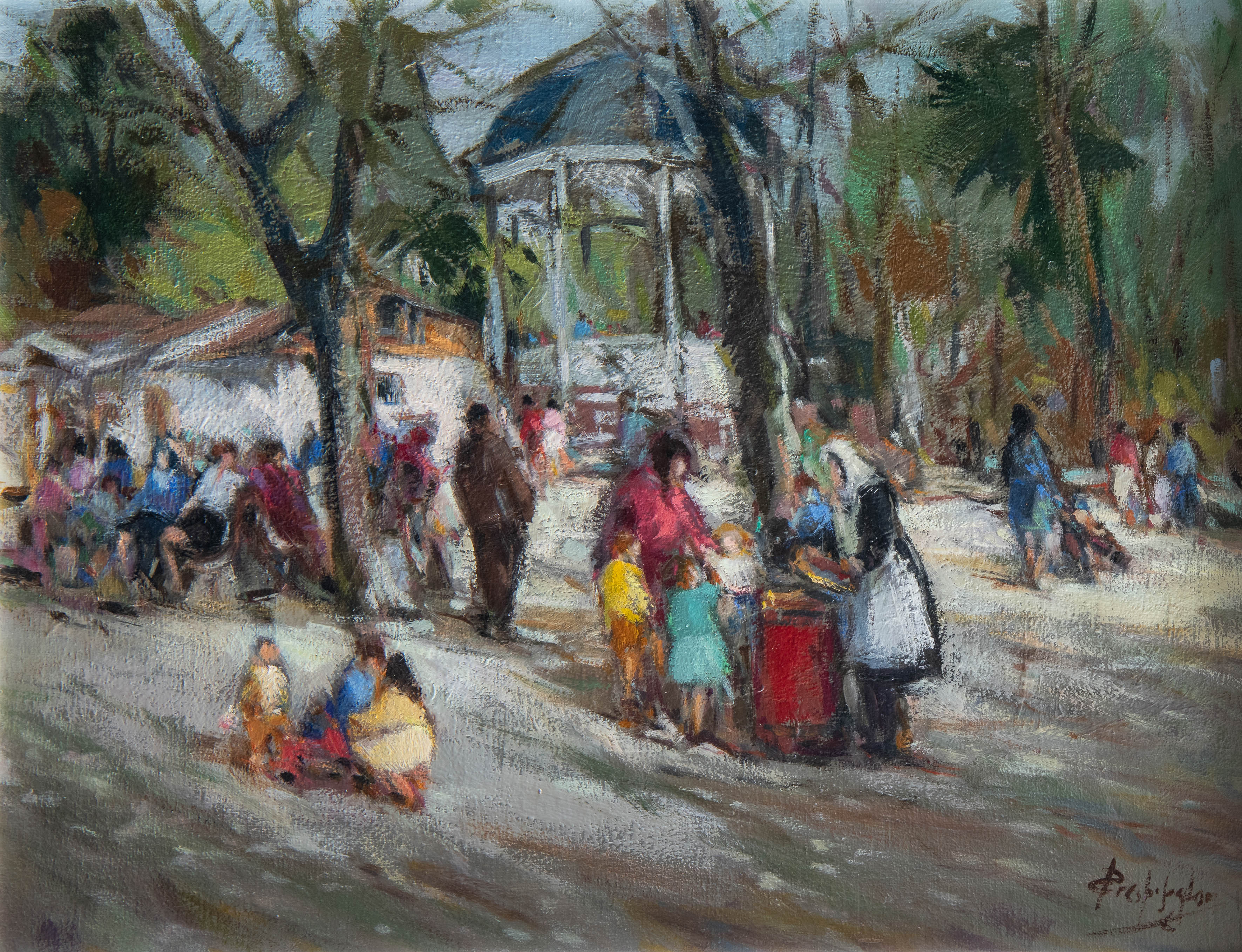 ESCUELA ESPAÑOLA, S. XX
“Verbena en el parque”
Óleo sobre tabla.
Medidas:
Firmado en ángulo...