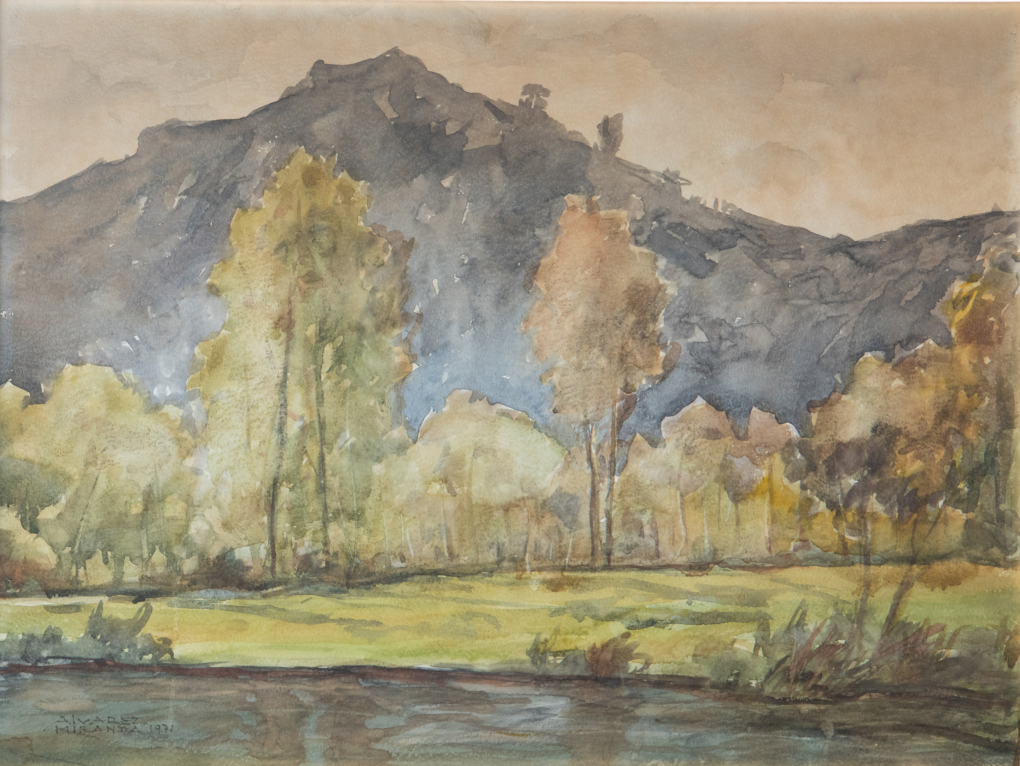 PEDRO ÁLVAREZ MIRANDA (Oviedo, 1903-1990)
“Paisaje asturiano”
Acuarela sobre papel.
Medidas:...