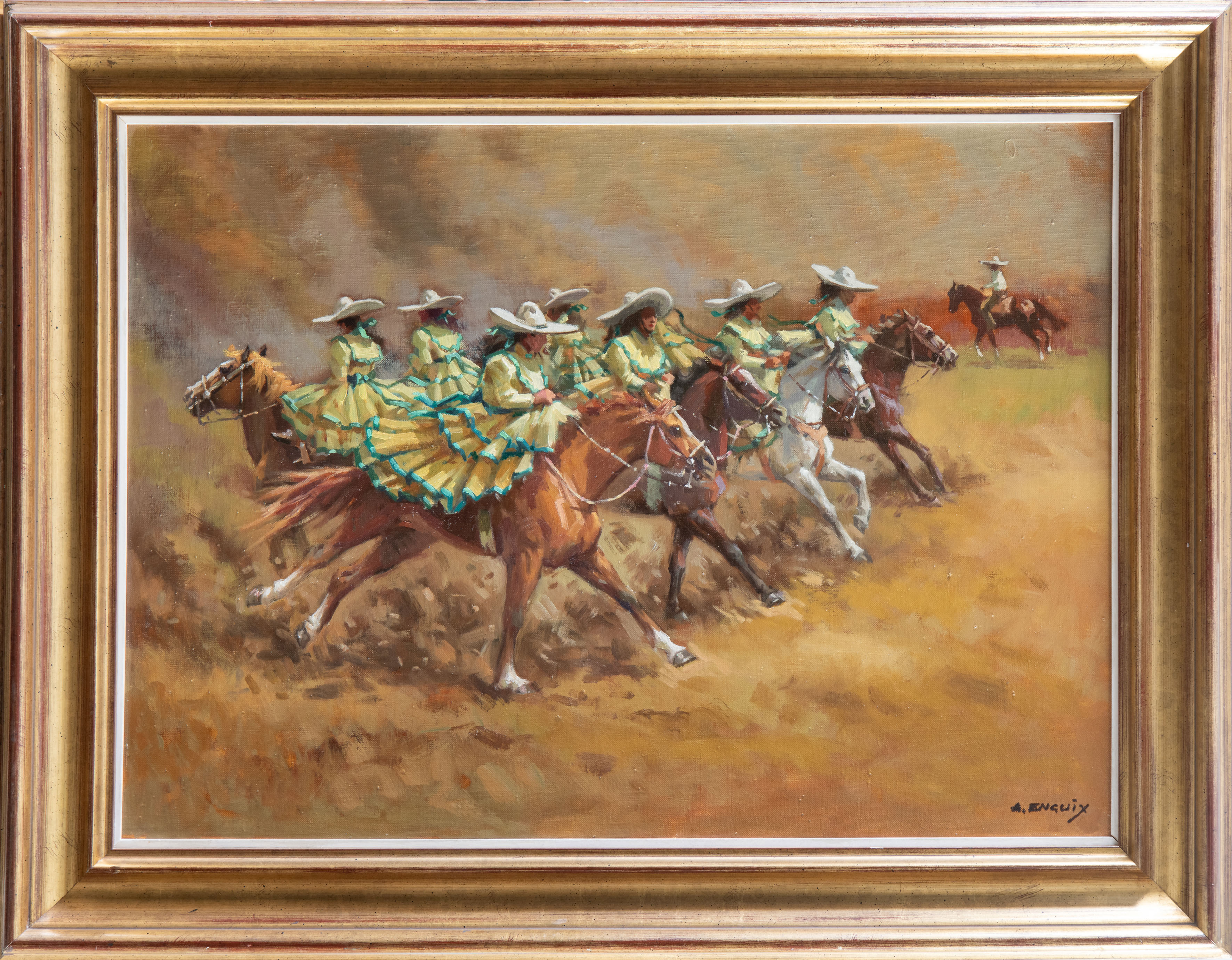 ALFREDO ENGUIX (Madrid, 1930-Gijón, 2018)
“Escaramuza charra”
Óleo sobre tablex.
Medidas:
Firmado...