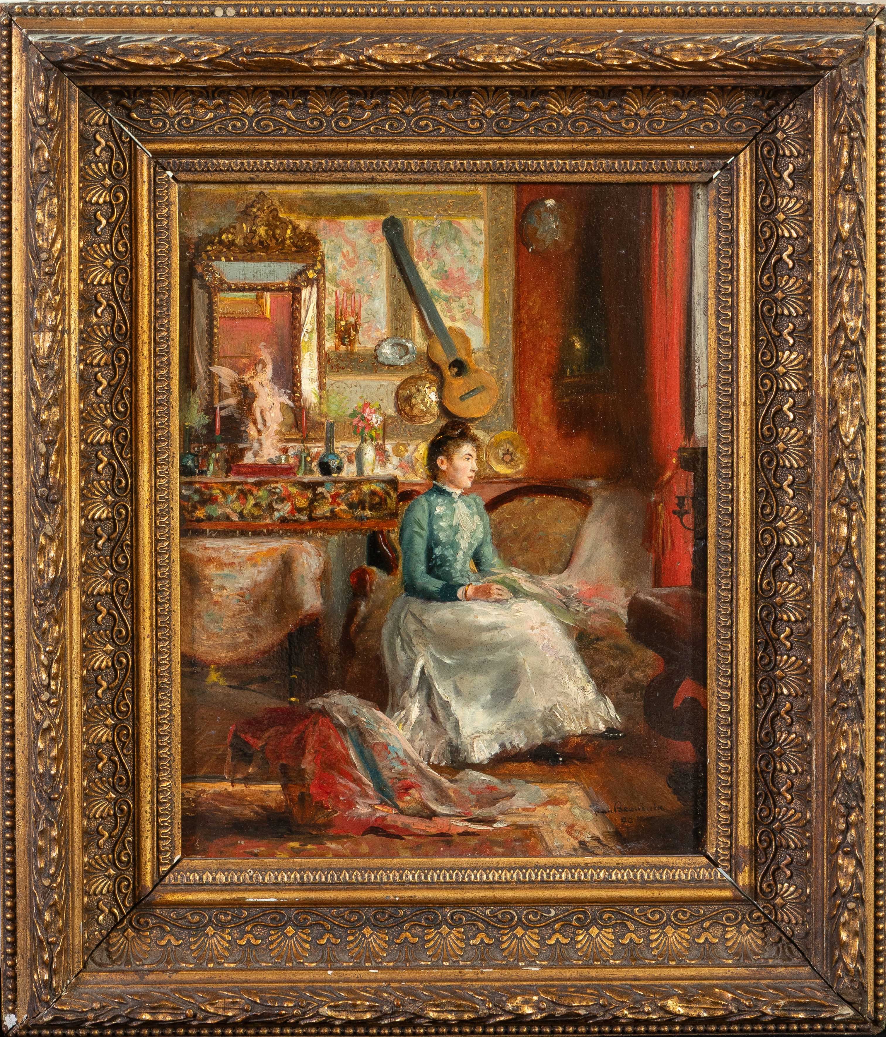 JEAN BEAUDOUIN (1851-1916)
“Dama en un interior”
1890
Óleo sobre tabla.
Medidas: 17 x 23...