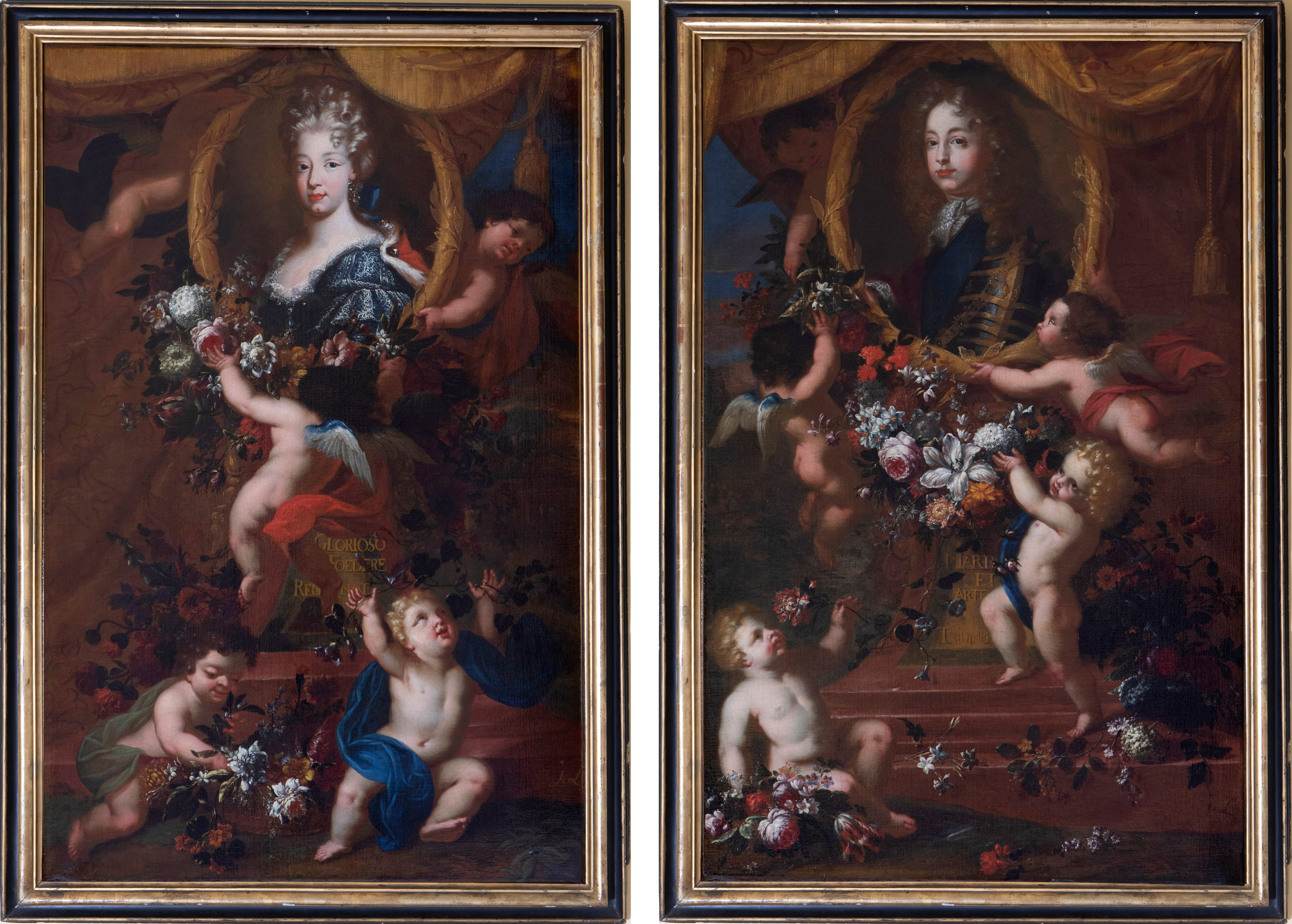 ¿FRANCESCO LEONARDONI? (Venecia, 1654-Madrid, 1711)
Retratos alegóricos de Felipe V y María Luisa...