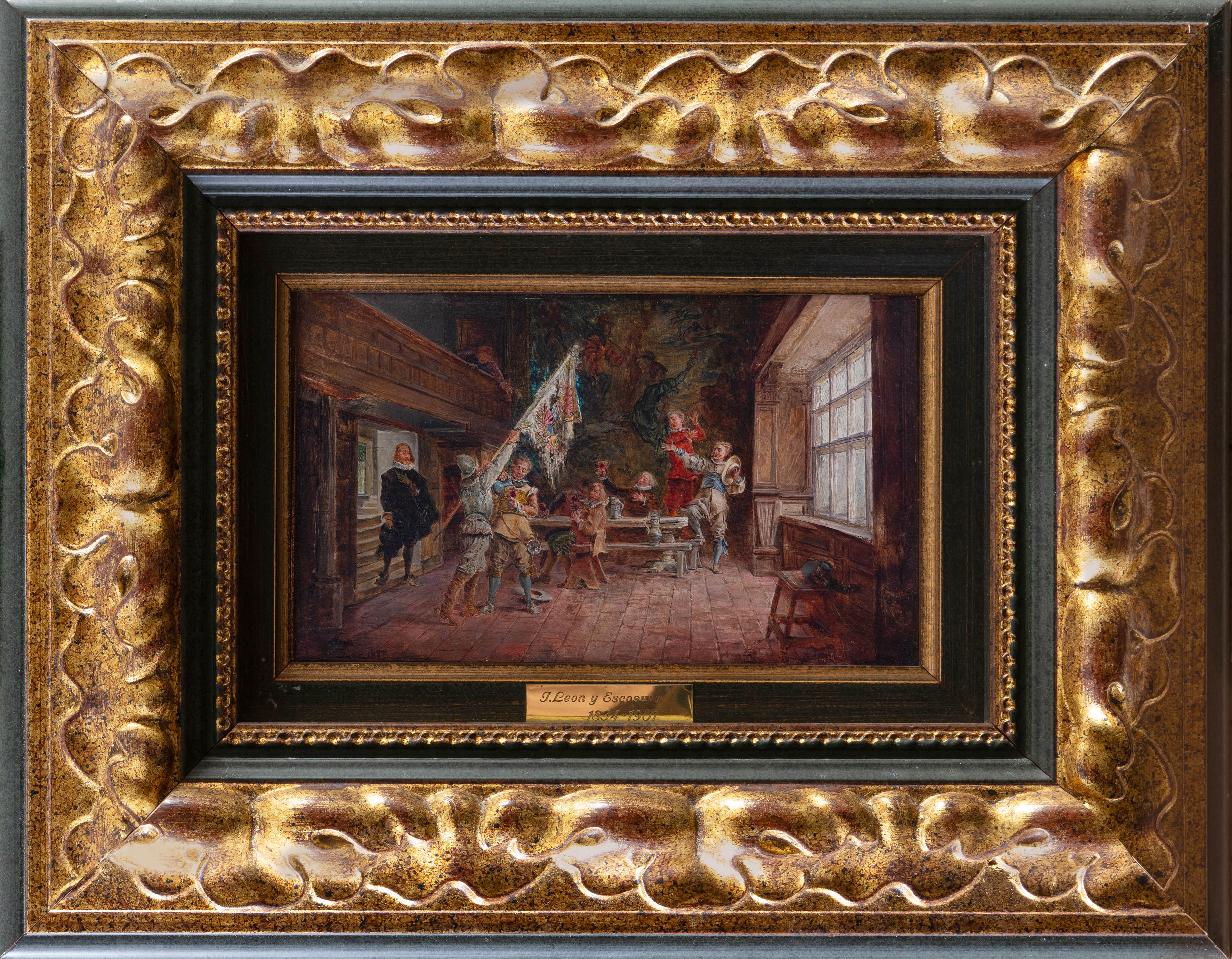 IGNACIO DE LEÓN Y ESCOSURA (Oviedo, 1834-Toledo, 1901)
"Sala de guardia"
1888
Óleo sobre tabla.
14...