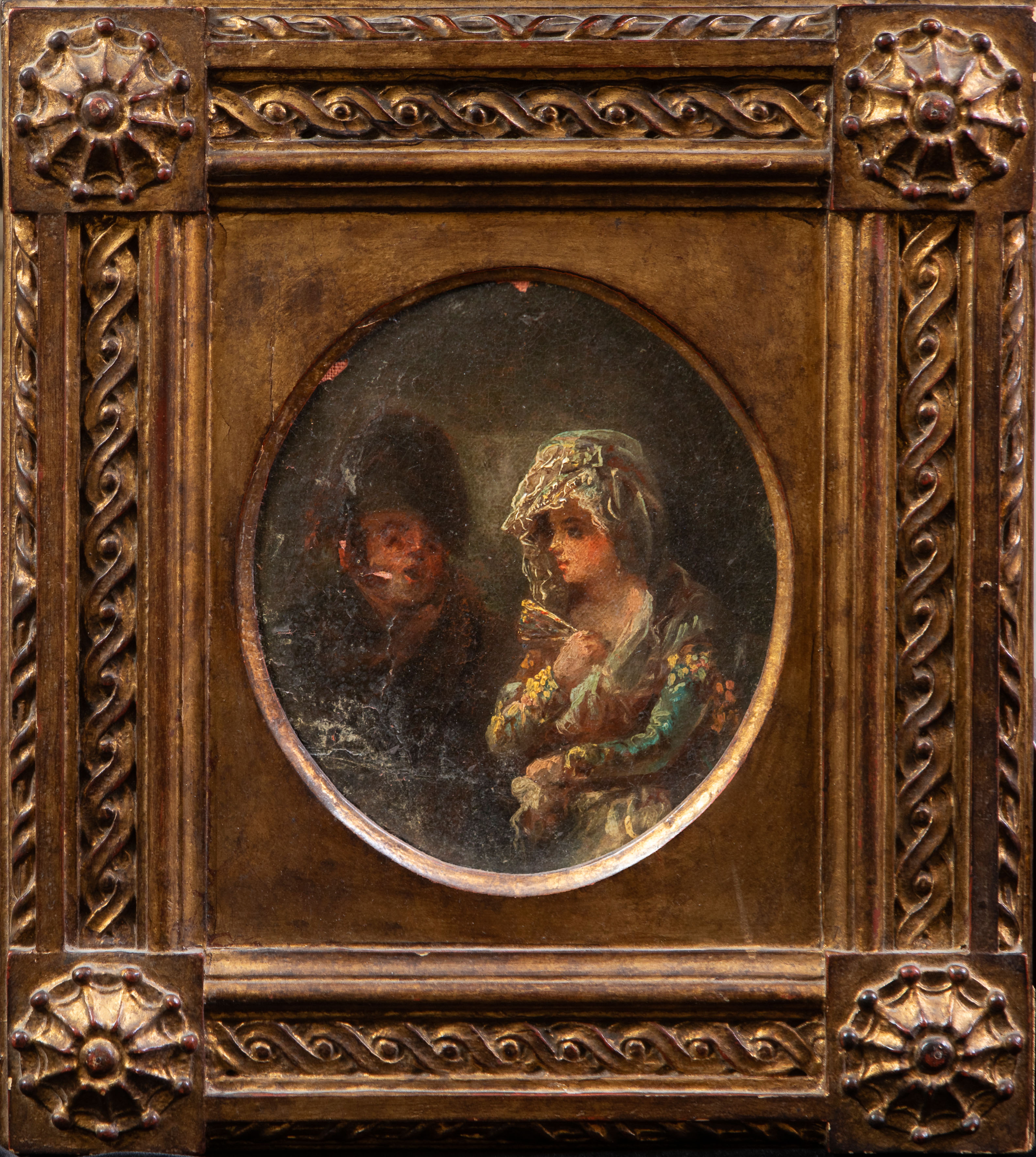 ESCUELA ESPAÑOLA, S. XIX
"Pareja de majos"
Óleo sobre tabla.
Medidas: 24 x 20 cm.

Recuerda los...
