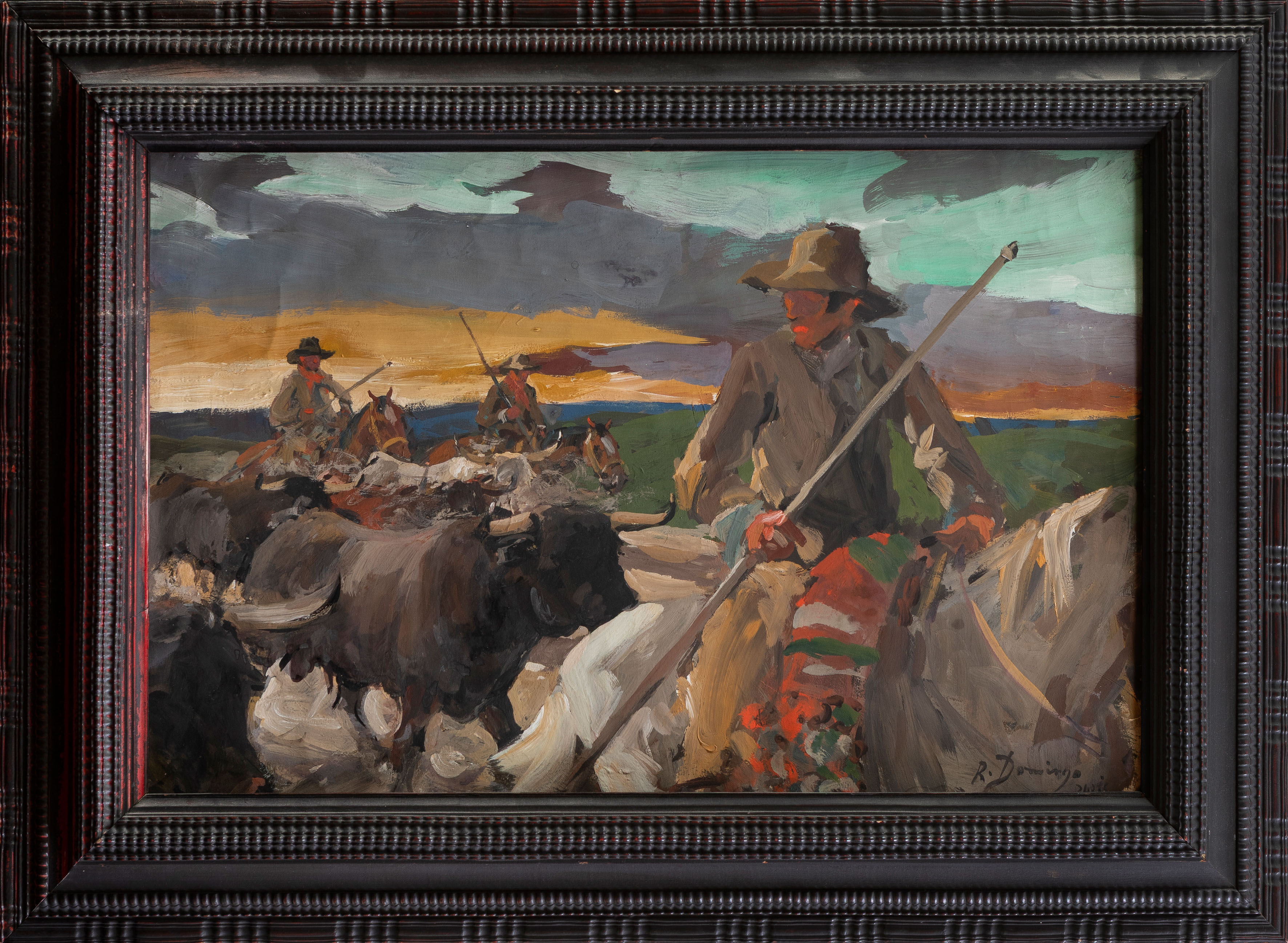 ROBERTO DOMINGO (París, 1883-Madrid, 1956)
“Trashumando el ganado”
Óleo sobre lienzo.
Medidas: 36 x...