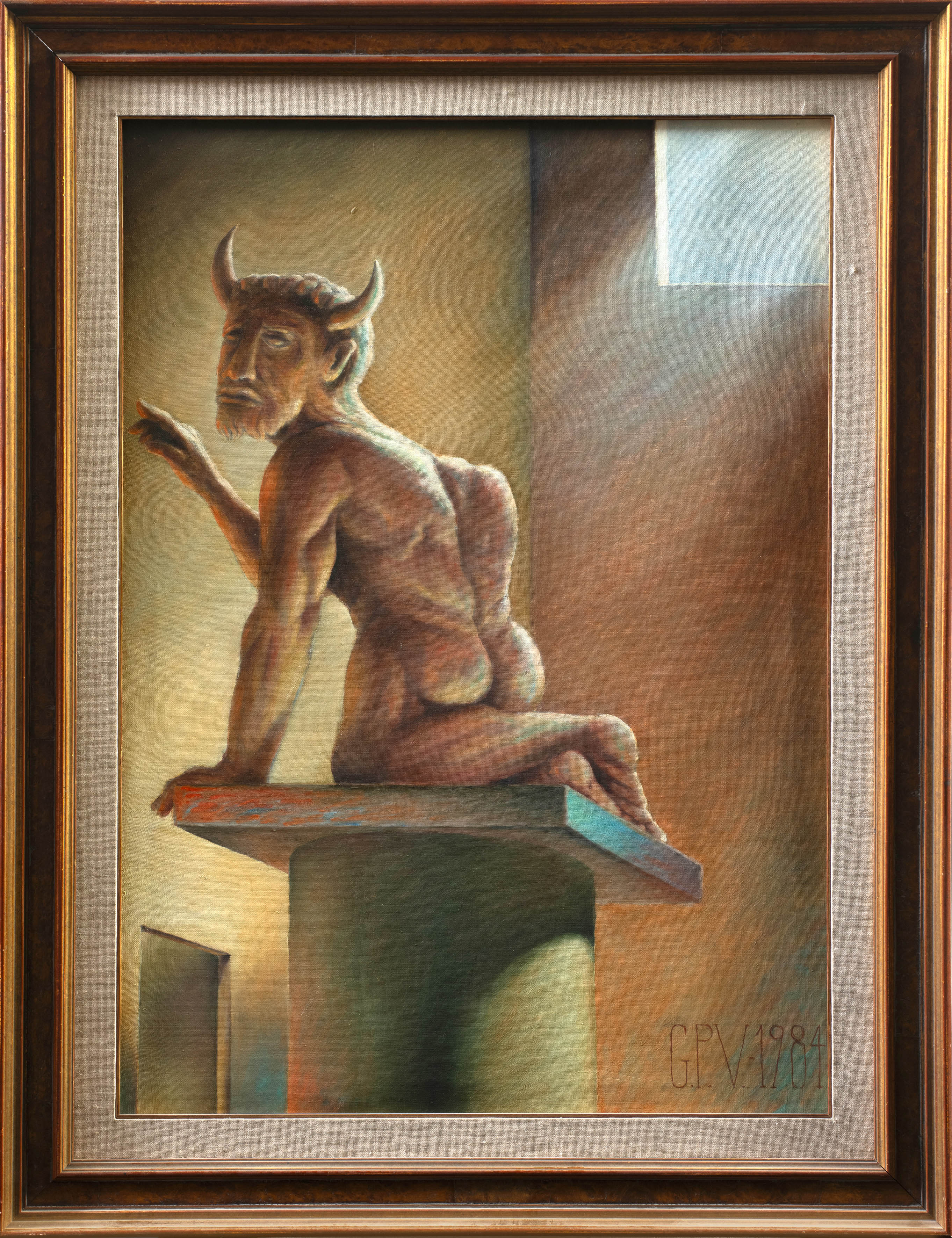 GUILLERMO PÉREZ VILLALTA (Tarifa 1948)
"Minotauro". 1984
Óleo sobre lienzo
Firmado y feechado...