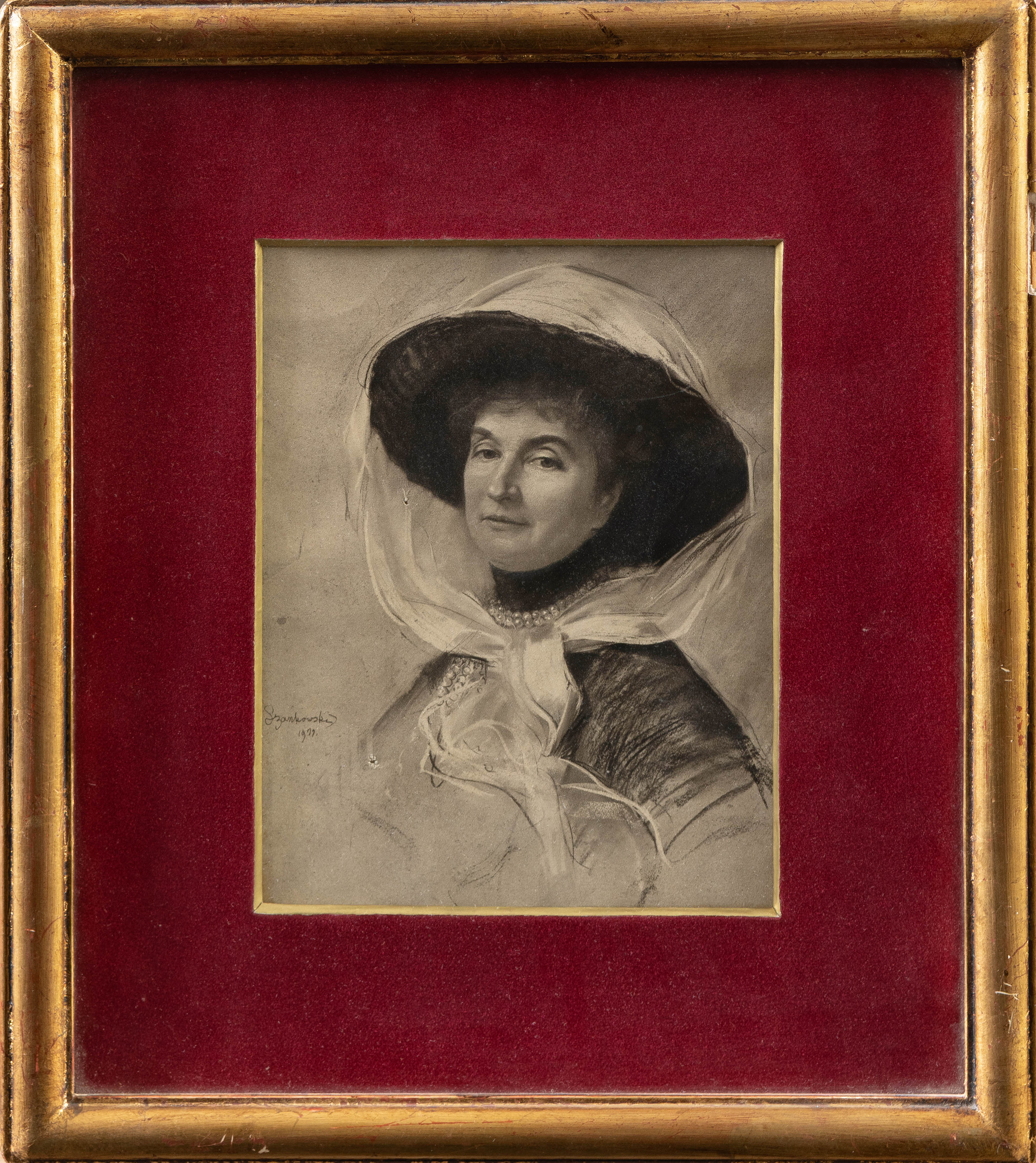 BOLESLAV VON SZANKOWSKY (Polonia, 1873-1953)
"Dama con sombrero"
1911
Lápiz y clarión sobre...