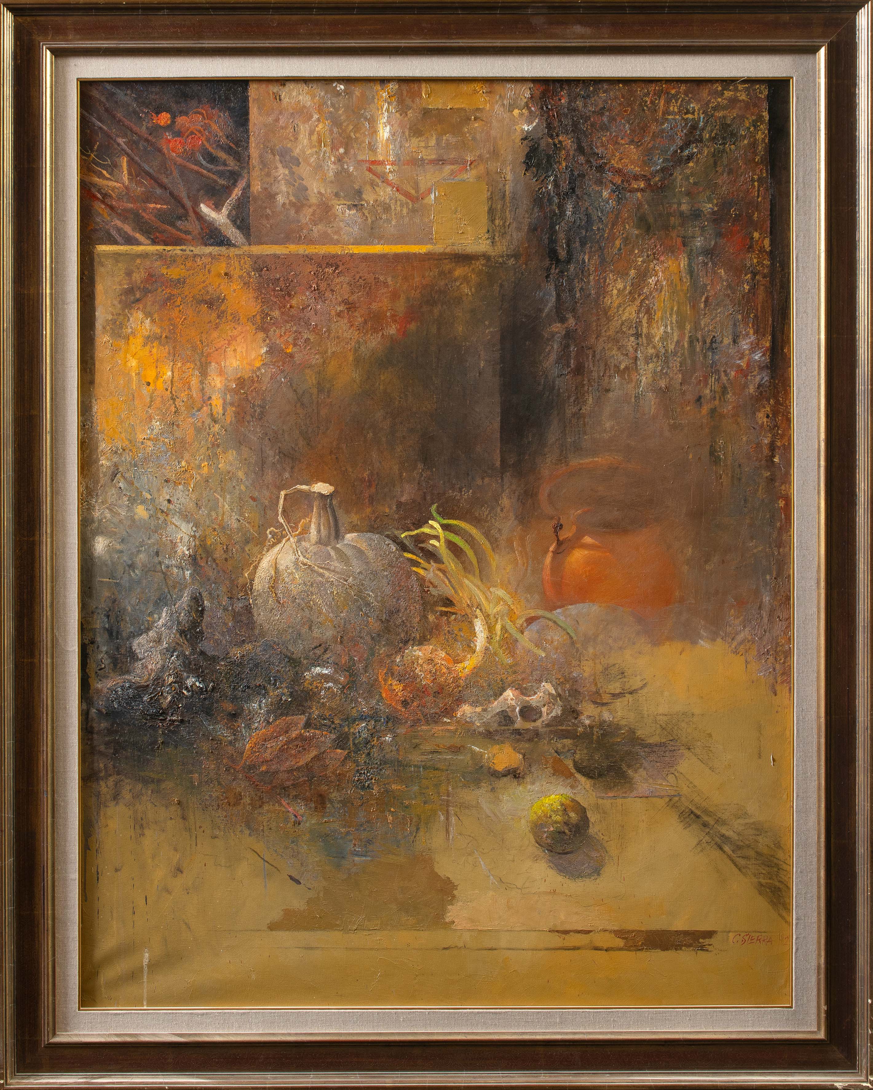 CARLOS SIERRA (Lieres 1943-Oviedo 2022)
"Bodegón de la cabaza". 1992
Óleo sobre lienzo
Al dorso...