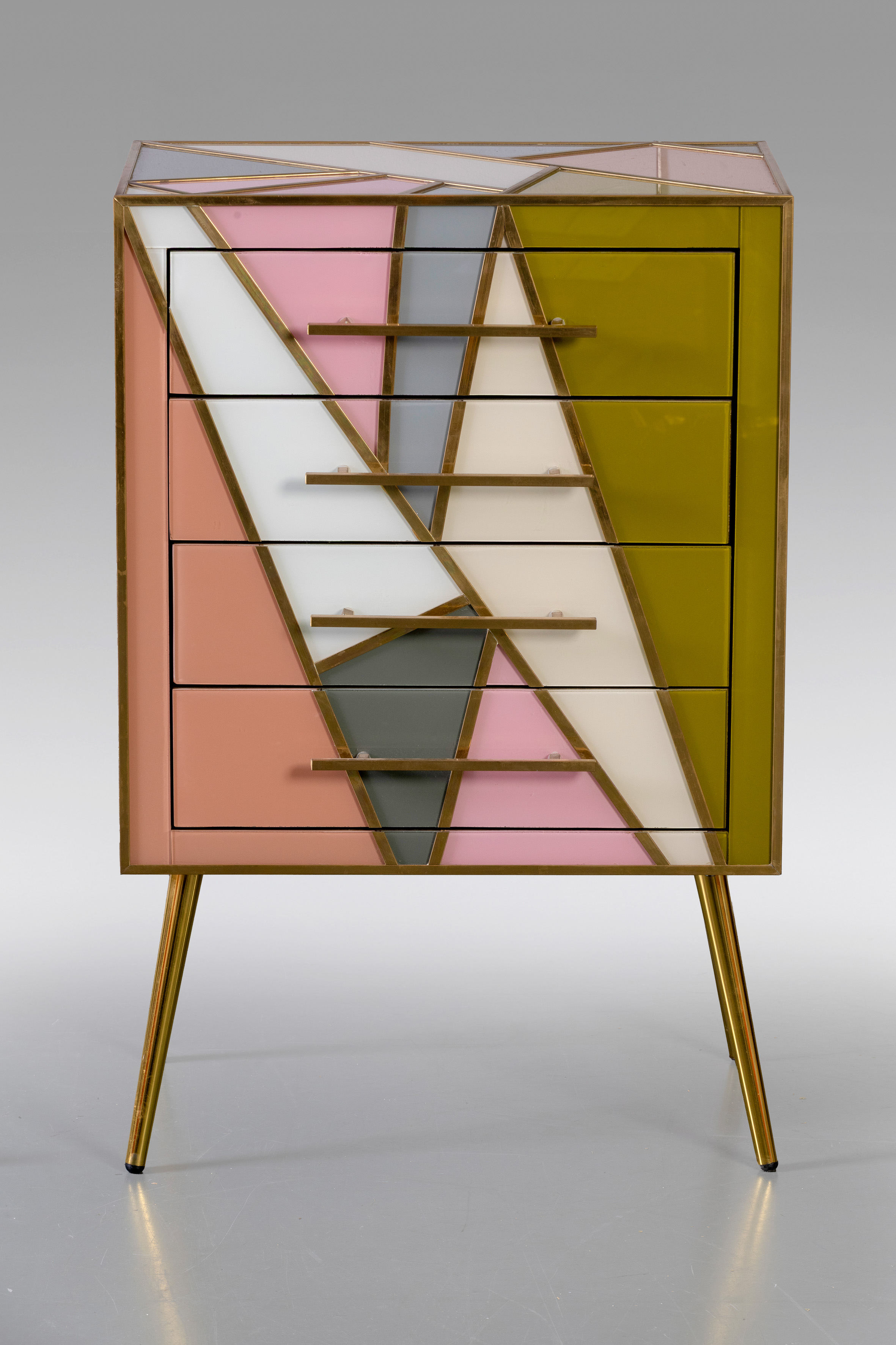 Cómoda italiana estilo Art Decó, 1940 con estructura de madera revestida con teselas de cristal de...