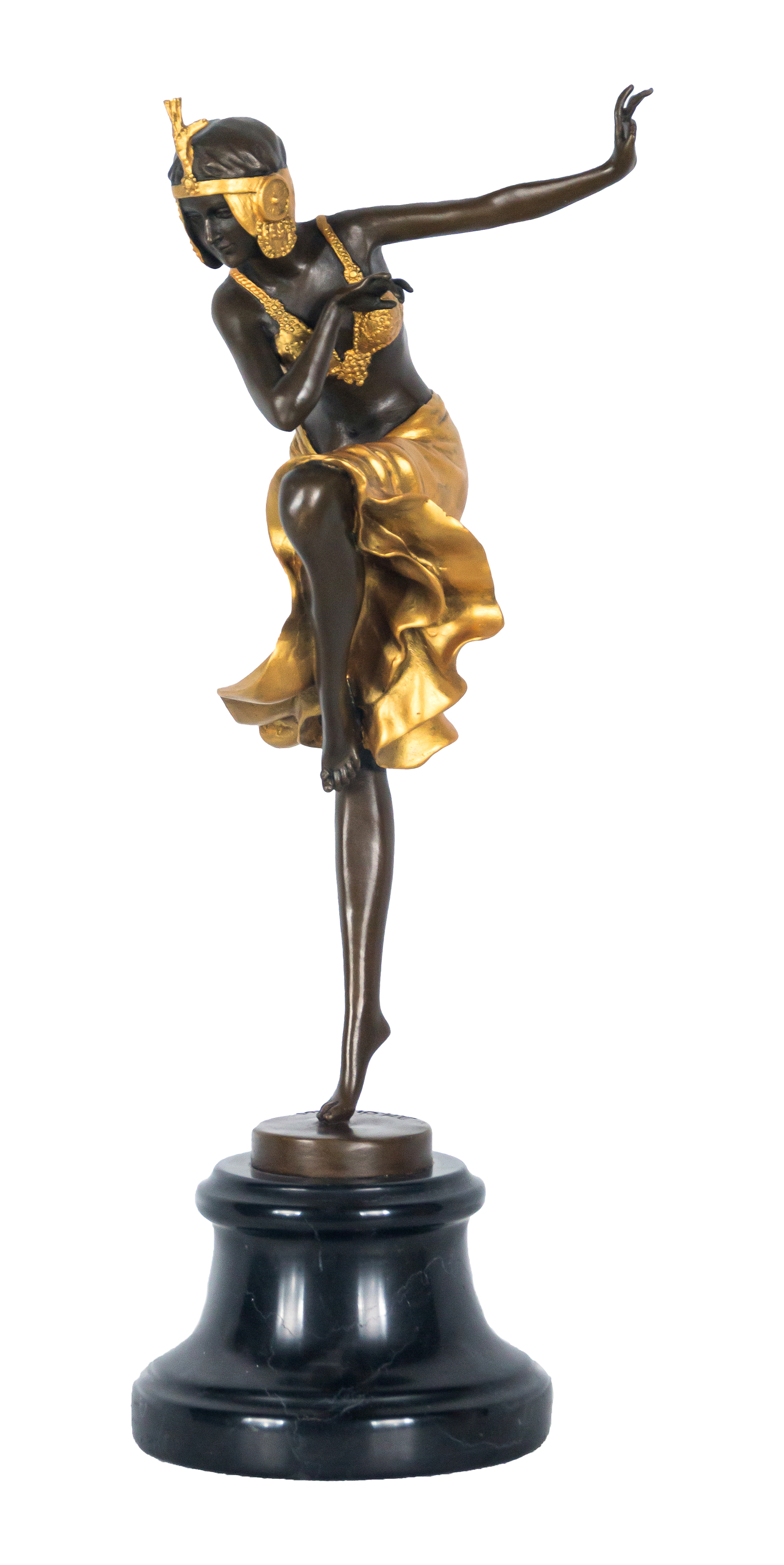 Según modelos de DIMITRI CHIPARUS (Dorohoi, Rumanía, 1886- París, 1947).
Bailarina hindú. Escultura...