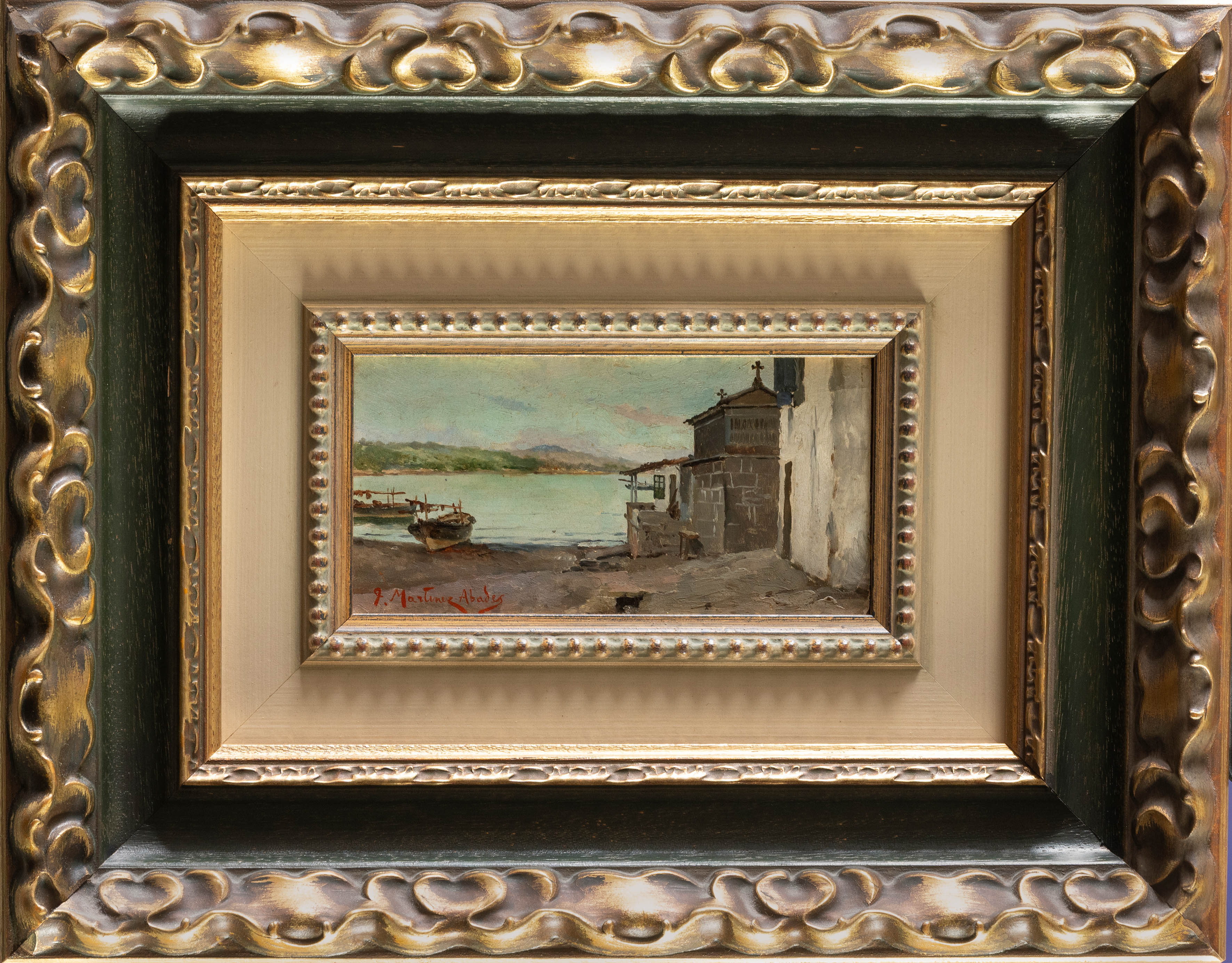 JUAN MARTÍNEZ ABADES (Gijón, 1862-Madrid, 1920)
"Ermita junto al mar"
Óleo sobre tabla.
Medidas: 9...
