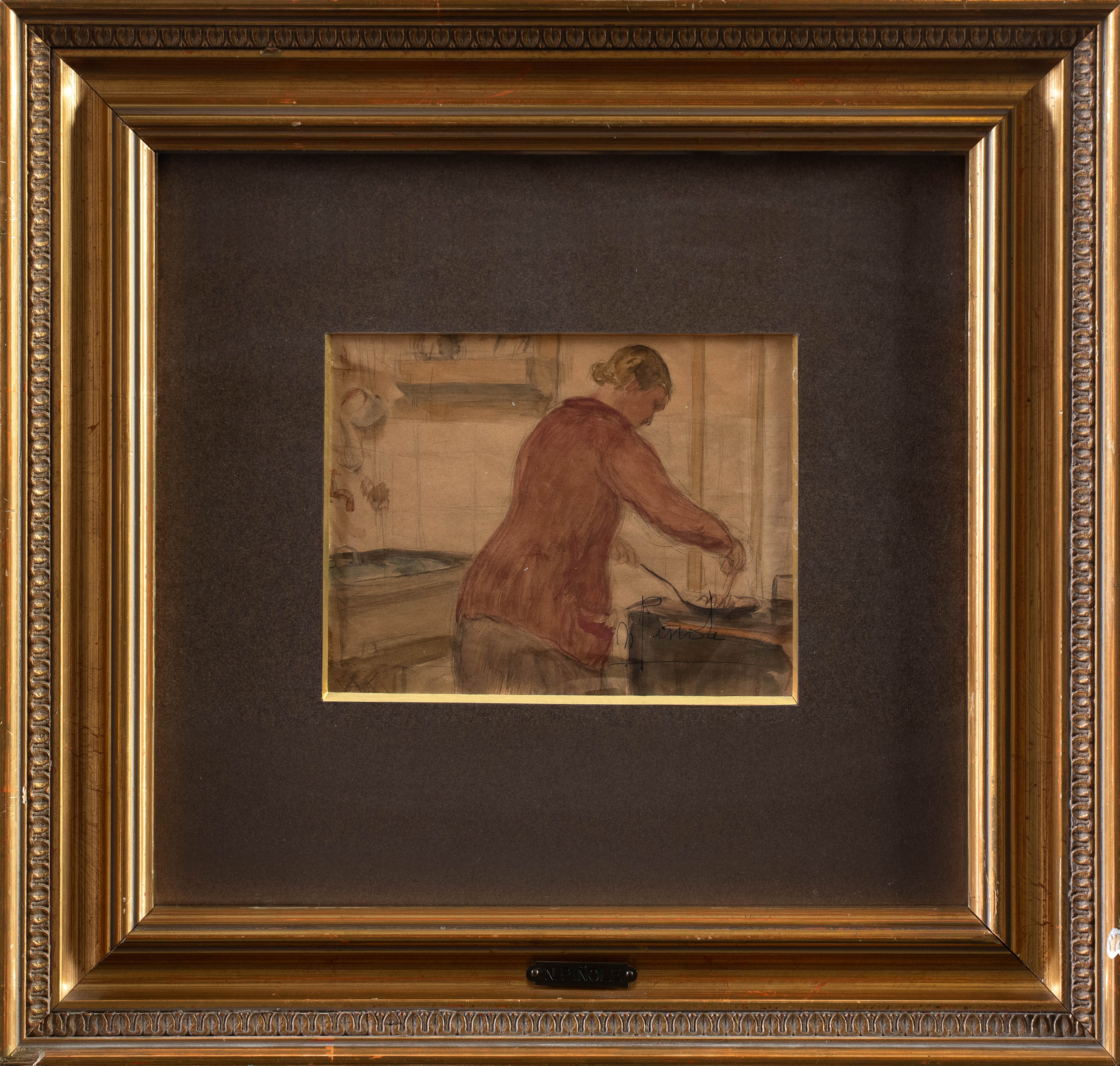 NICANOR PIÑOLE (Gijón 1878-1978)
"La cocinera"
Acuarela sobre papel
Firmado
Medidas: 14 x 18,5 cm.