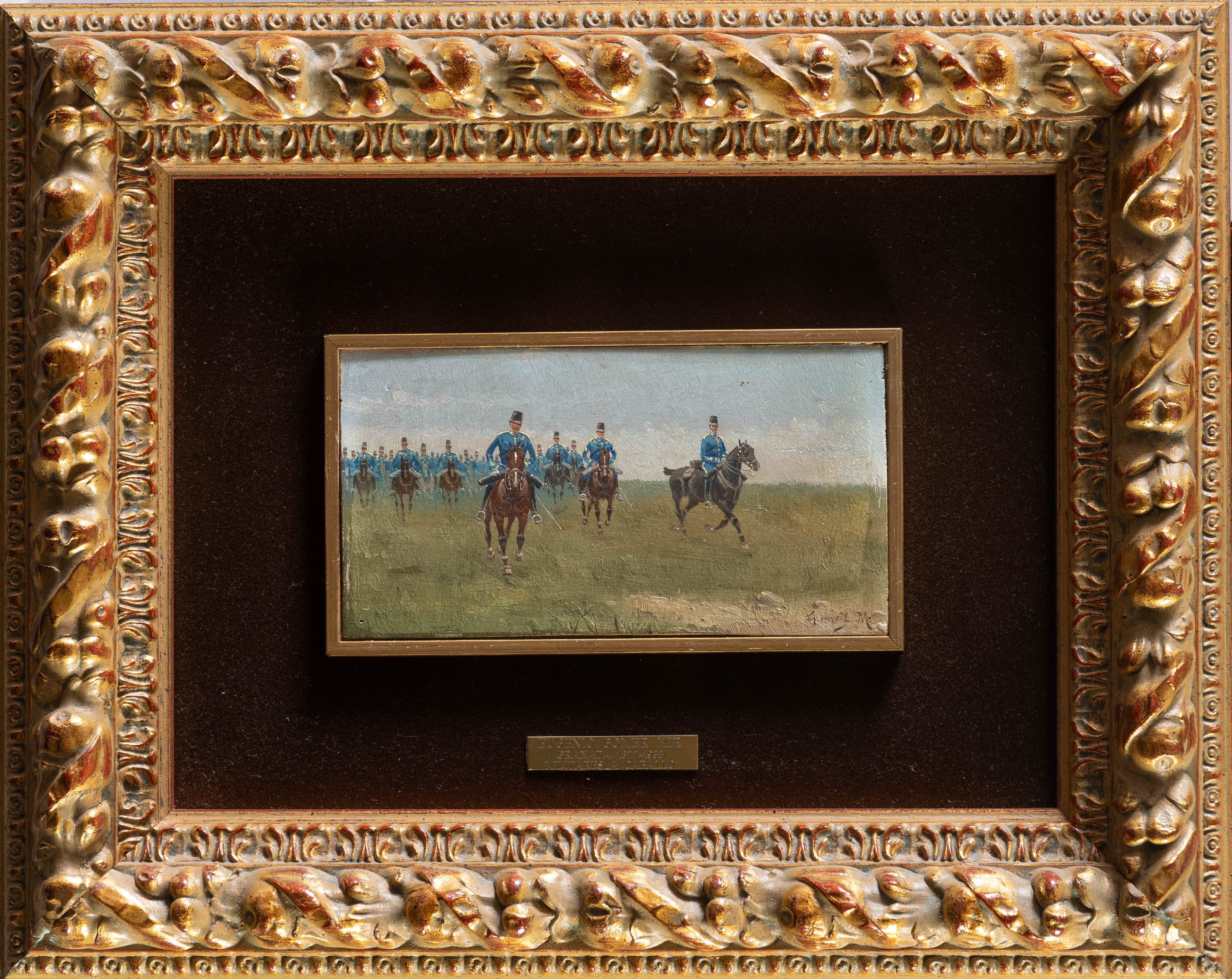 EUGENIO GÓMEZ MIR (Granada, 1877-1938)
"Militares a caballo"
Óleo sobre tabla.
Medidas: 9 x 16,5...