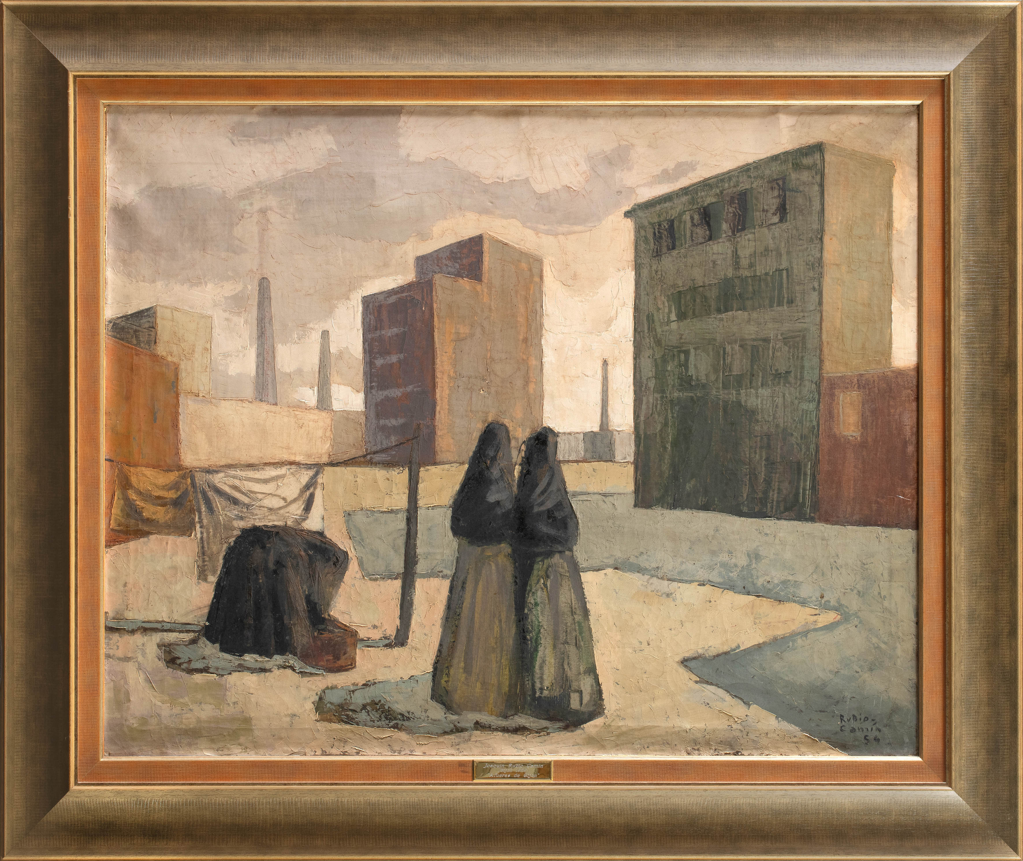 JOAQUÍN RUBIO CAMÍN (Gijón 1929-2007)
"Calle de Gijón". 1954
Óleo sobre lienzo
Firmado y fechado...