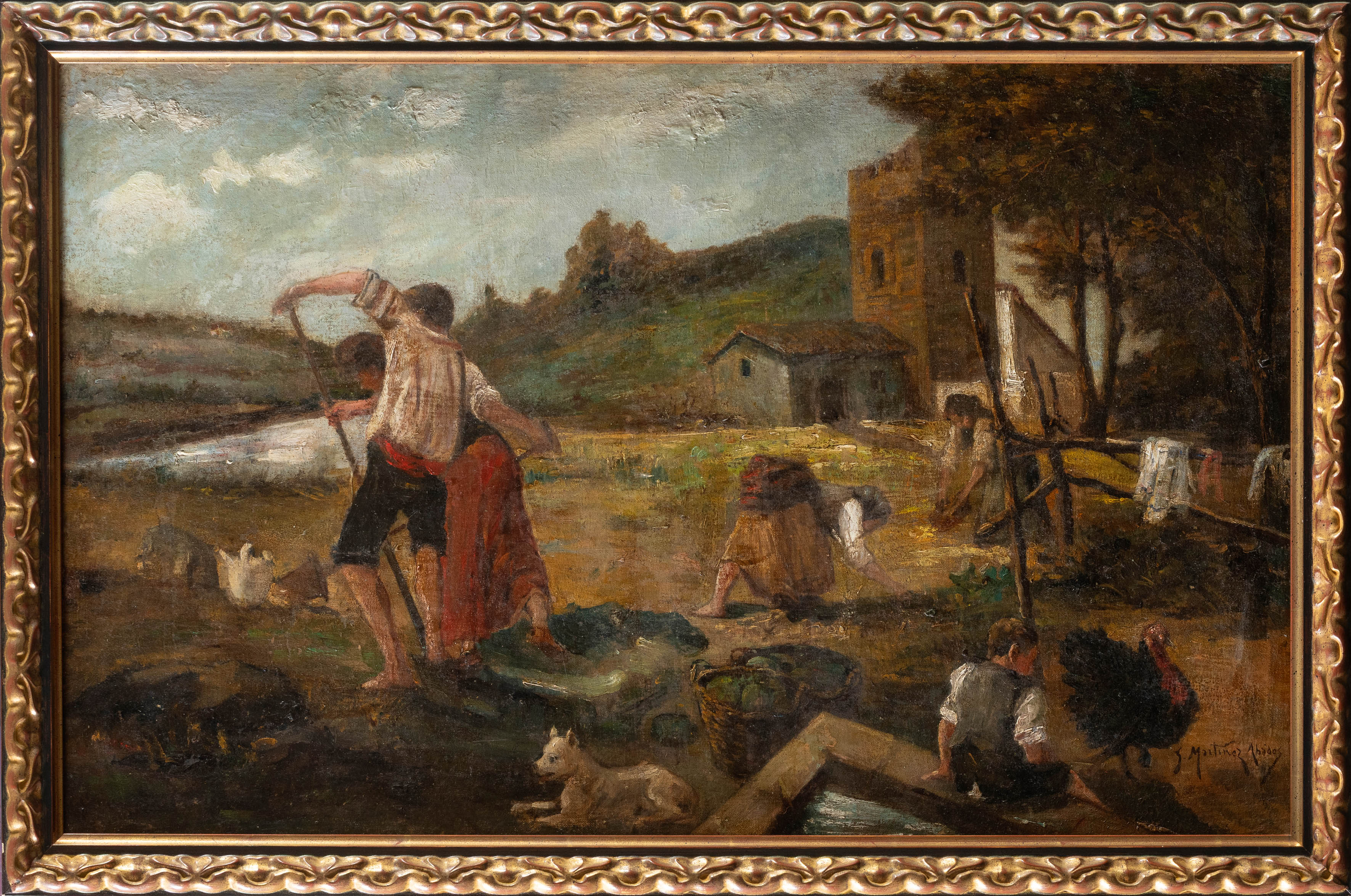 JUAN MARTÍNEZ ABADES (Gijón, 1862-Madrid, 1920)
Lavadero
Óleo sobre lienzo.
Medidas: 77 x 121...