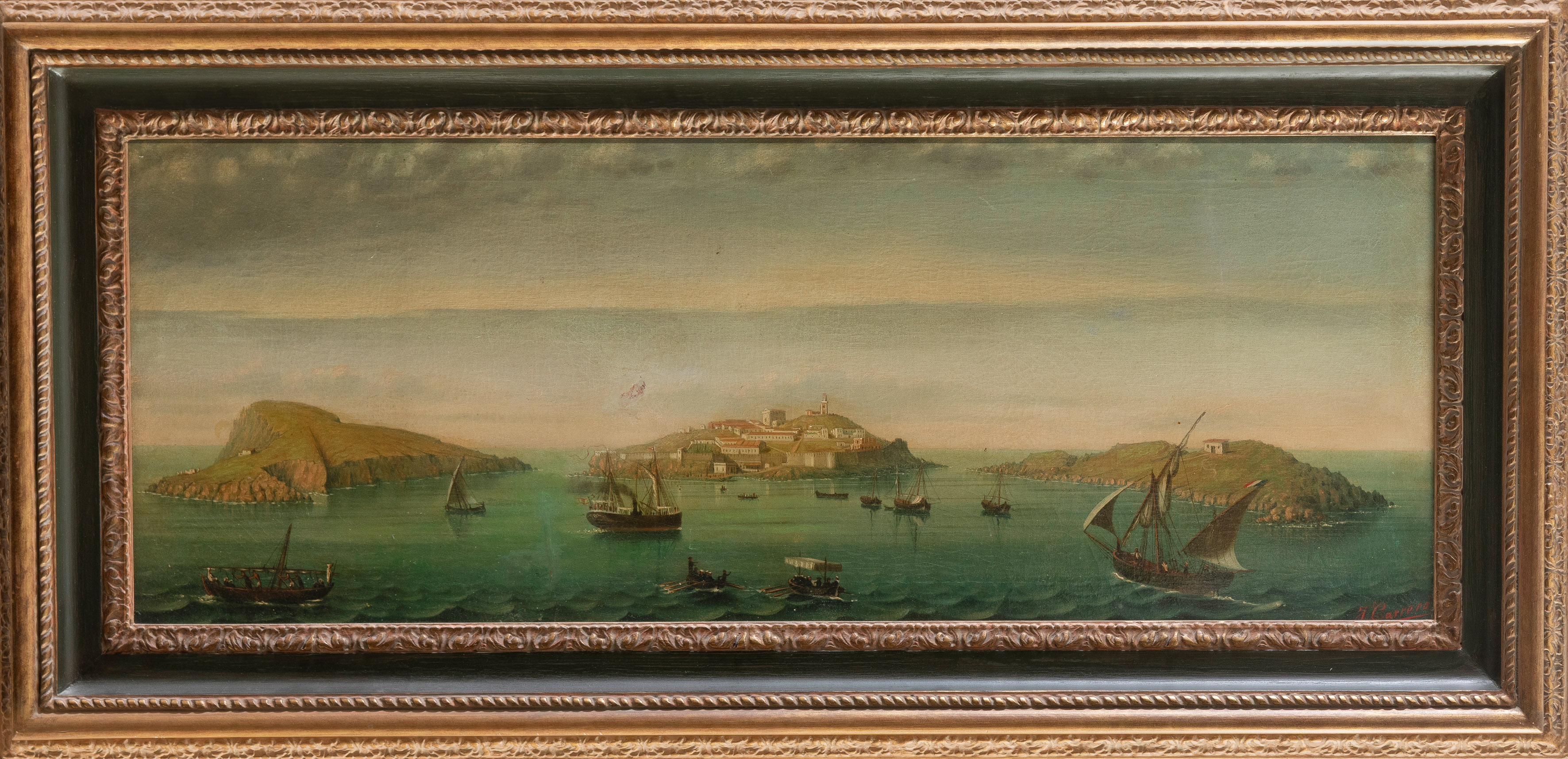 J. CARRERO
“Vista de Chafarinas"
Óleo sobre lienzo.
Medidas: 32 x 87 cm.
Firmado en ángulo inferior...