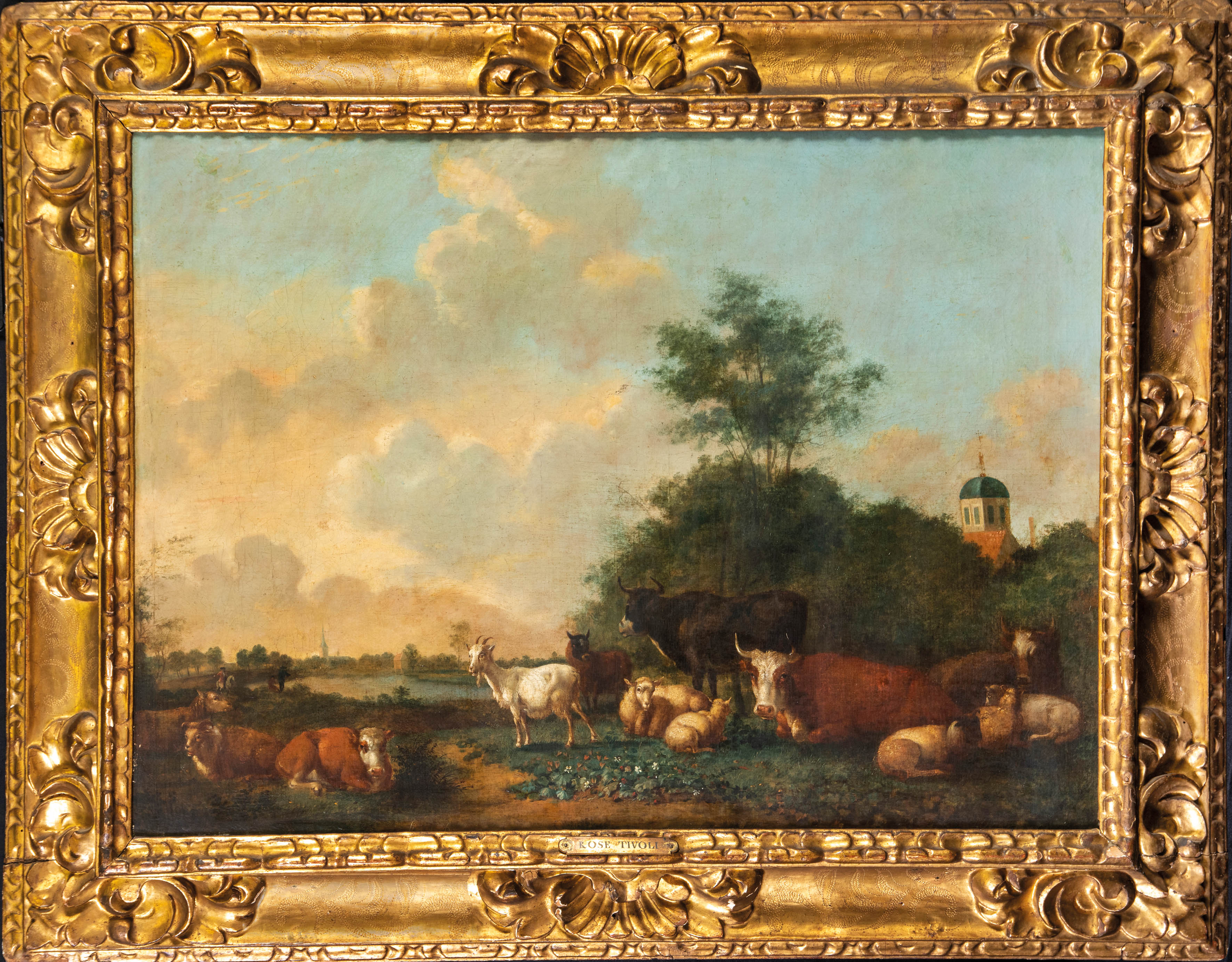 PHILIPP PETER ROOS (Fráncfort del Meno, Alemania 1655 - Roma, 1706).
"Paisaje con ganado"
Óleo...