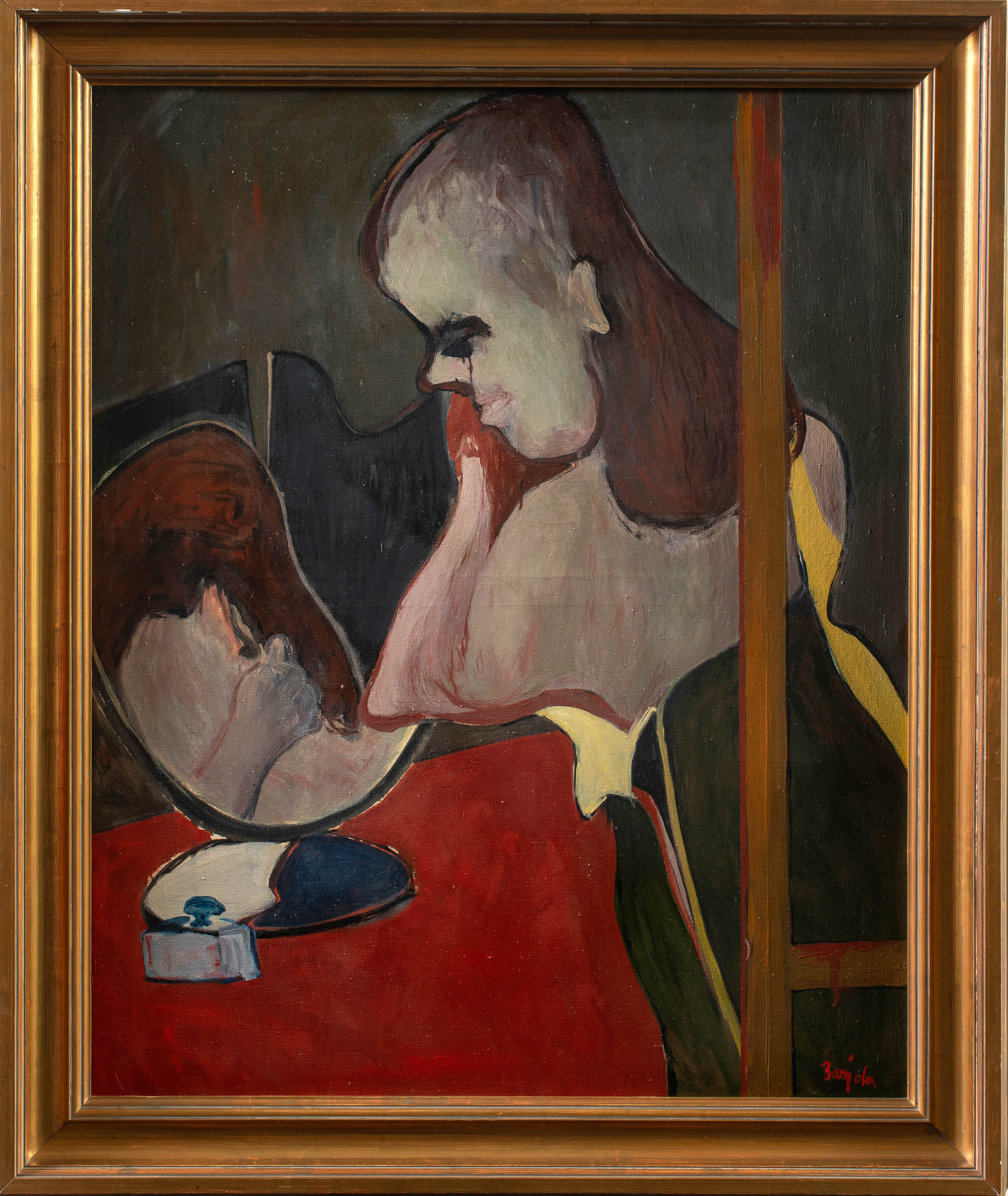 JUAN BARJOLA (Torre de Miguel Sesmero, Badajoz 1919-Madrid 2004)
"Mujer ante el espejo"
Óleo sobre...