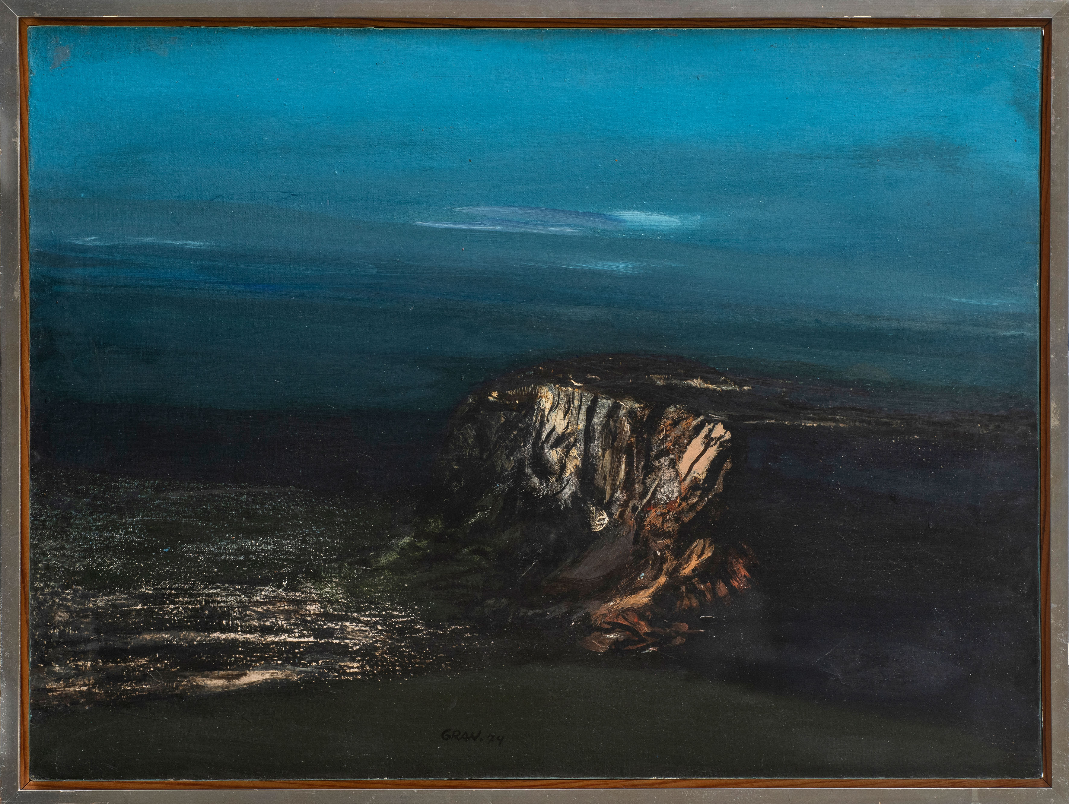 ENRIQUE GRAN (Santander 1928-Madrid 1999)
"Roca contemplada". 1972
Óleo sobre lienzo
Al dorso...