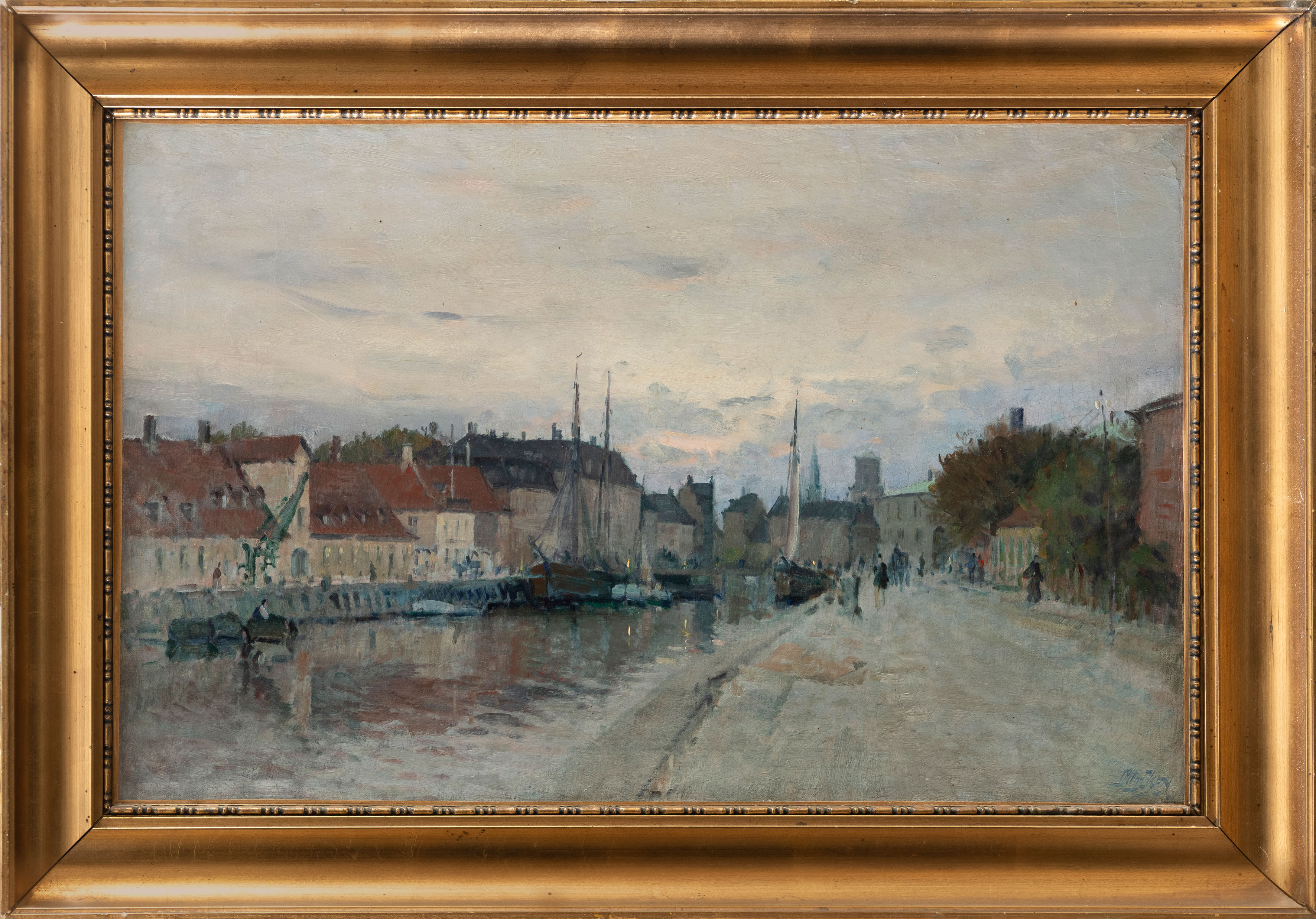 OTTO OLSEN (Dinamarca, 1886)
“Vista de Copenhage”
Óleo sobre lienzo.
Medidas: 
Firmado en el ángulo...