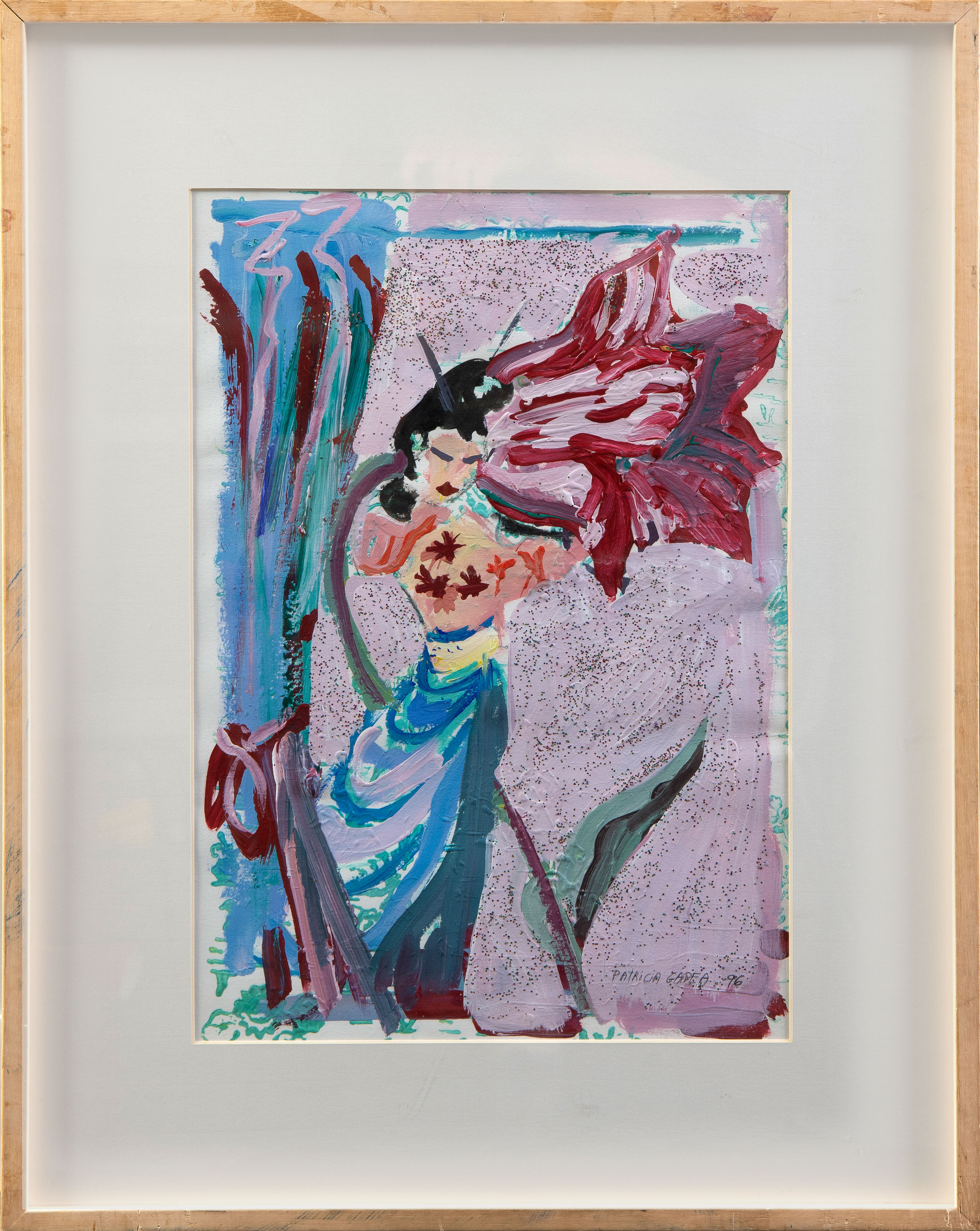 PATRICIA GADEA (Madrid 1960-Palencia 2006)
"Odalisca". 1996
Óleo, acrílico y purpurina de colores...