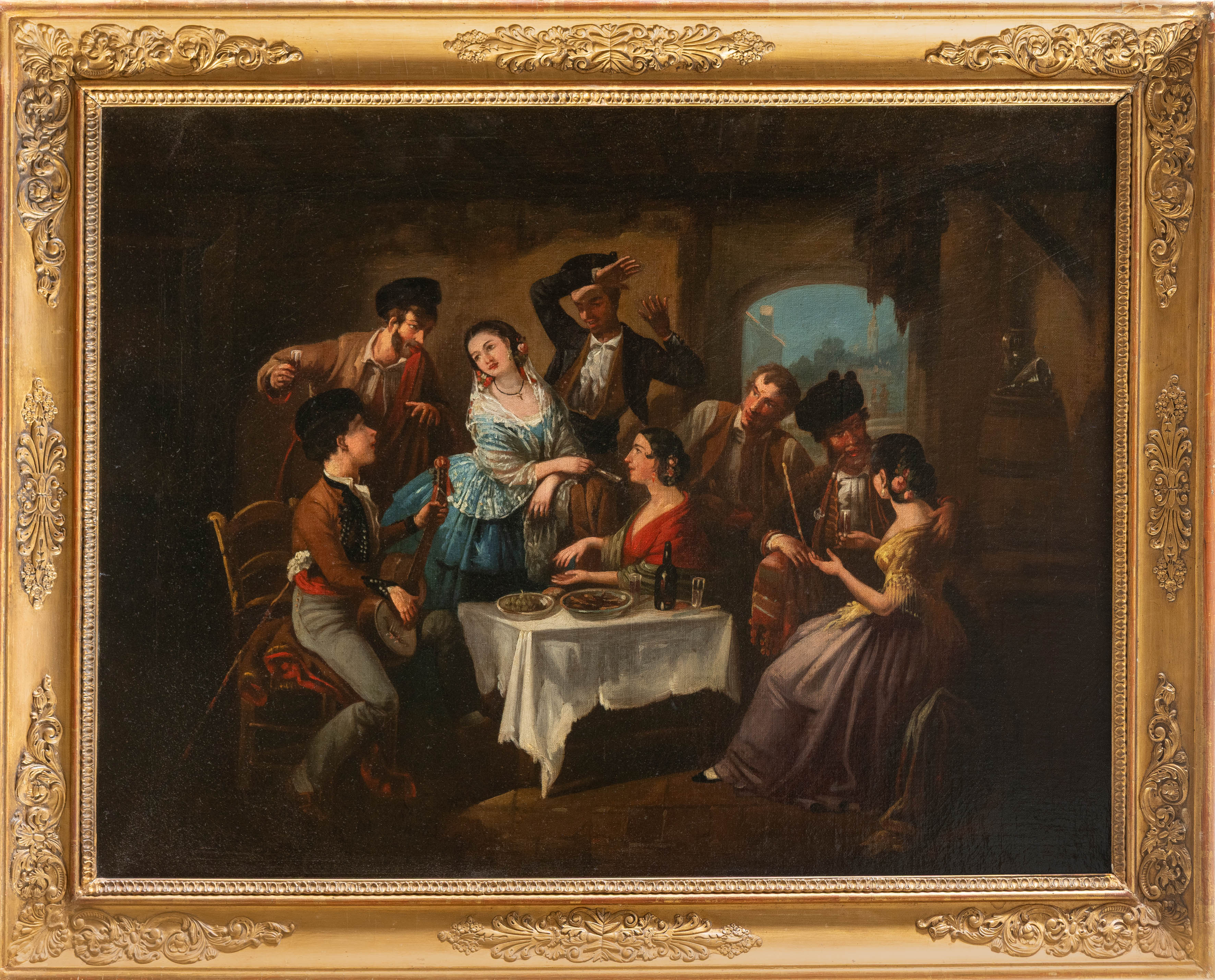 JOAQUÍN DOMÍNGUEZ BÉCQUER (Sevilla, 1817-1879)
Fiesta en una posada de Sevilla
Óleo sobre...