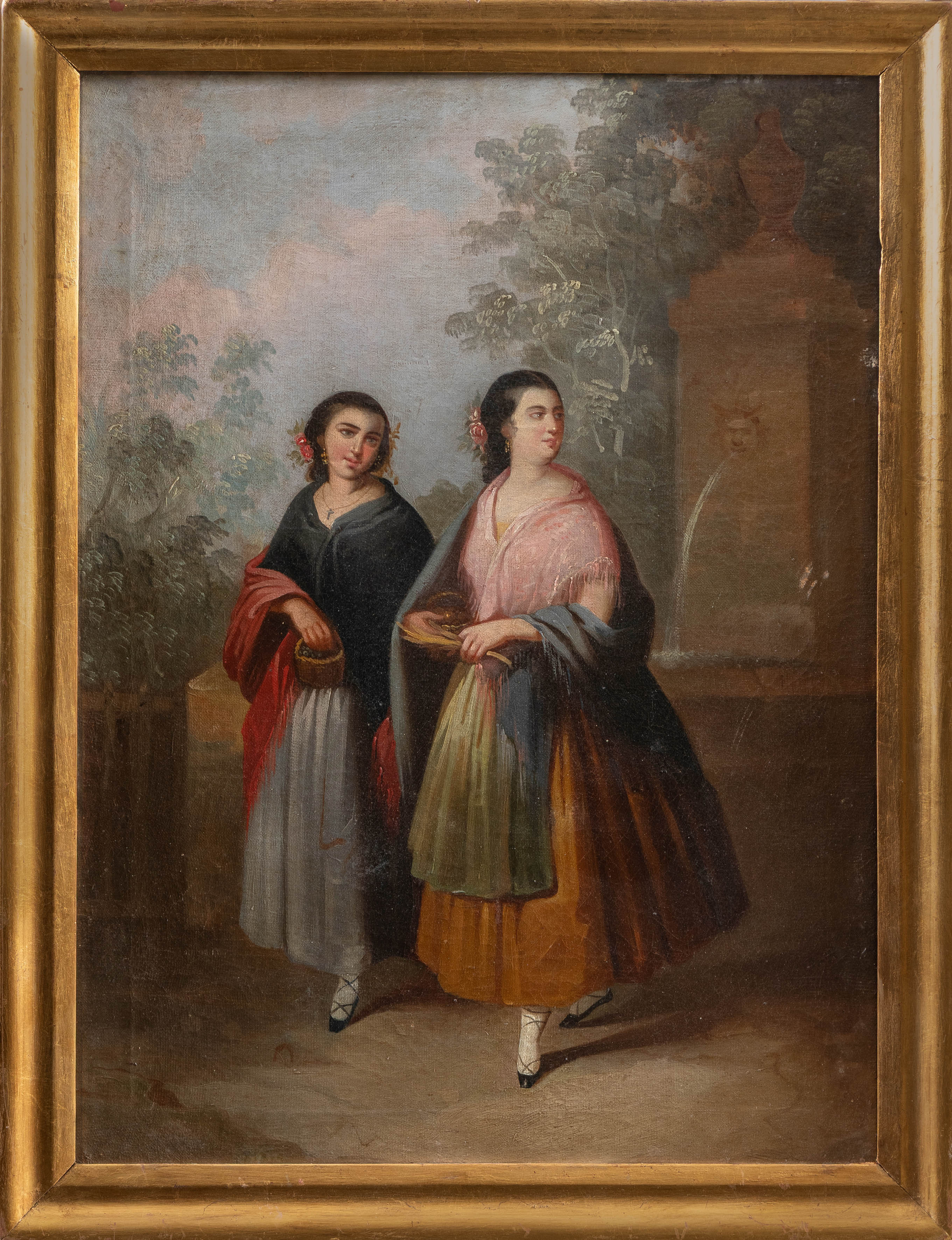 ESCUELA ESPAÑOLA, S. XIX
Majas en una fuente
Óleo sobre lienzo
Medidas:56 x 42 cm.