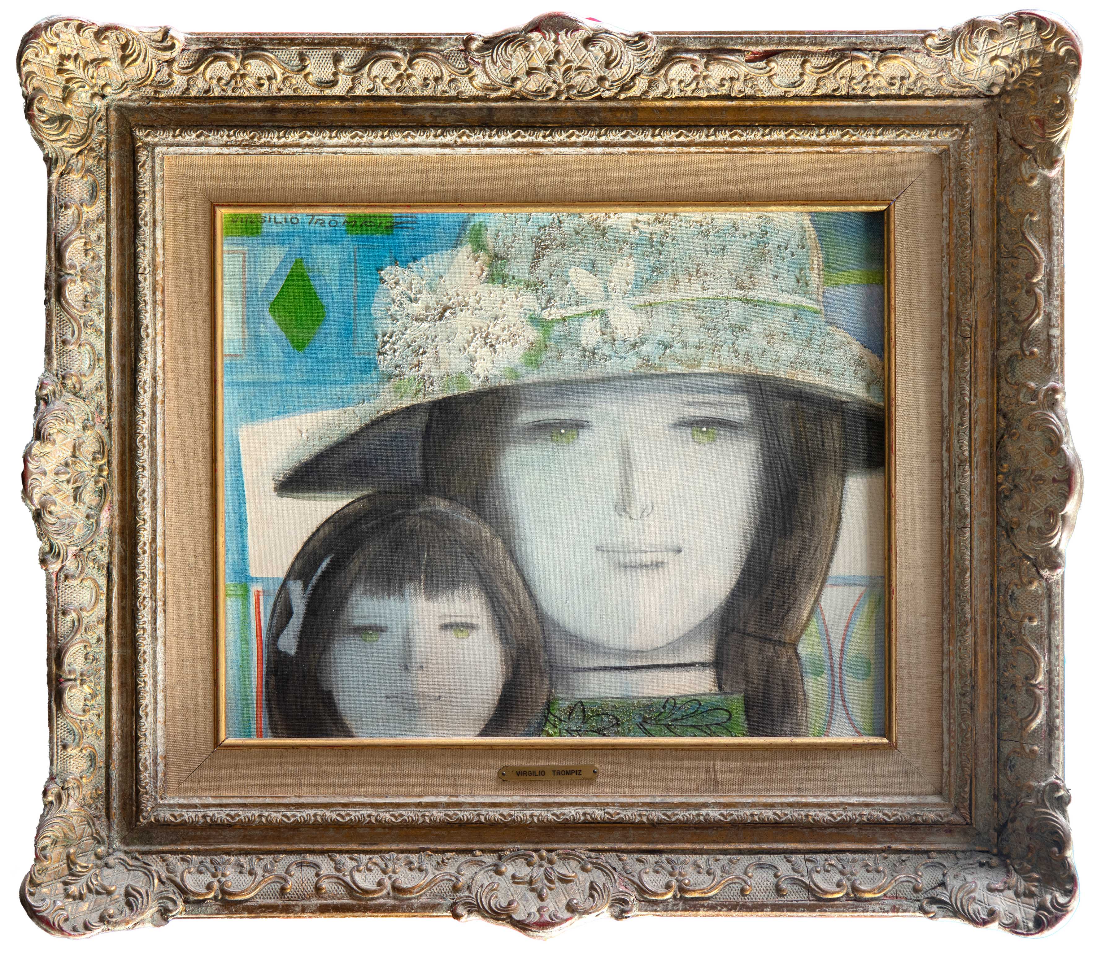 VIRGILIO TRÓMPIZ (Coro, Venezuela, 1927, Caracas, 2012)
“Madre con sombrero e hija”. 
Óleo sobre...