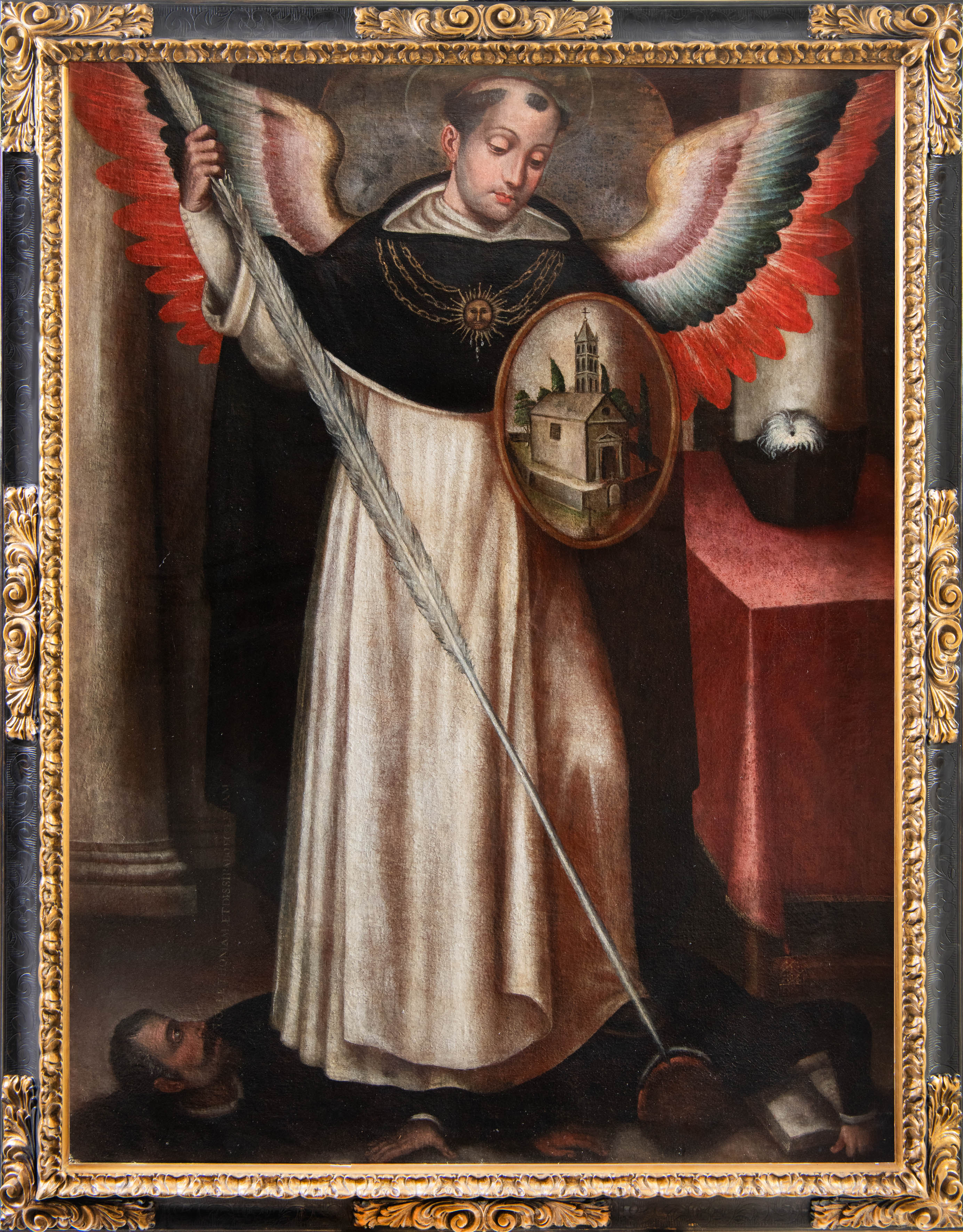 ESCUELA MEXICANA, S. XVIII
"Santo Tomás de Aquino triunfando sobre la herejía"
Óleo sobre...
