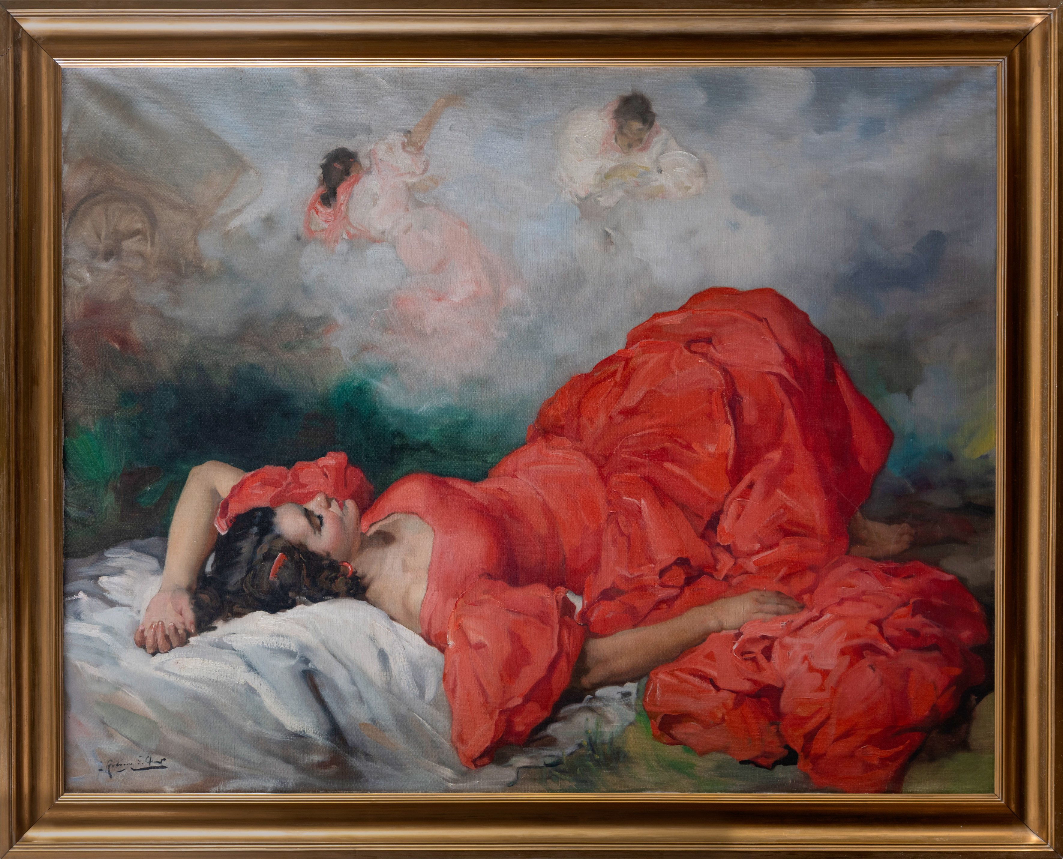 FRANCISCO RODRÍGUEZ SAN CLEMENT (Cádiz, 1861-Francia, 1956)
"Sueño flamenco"
Óleo sobre...