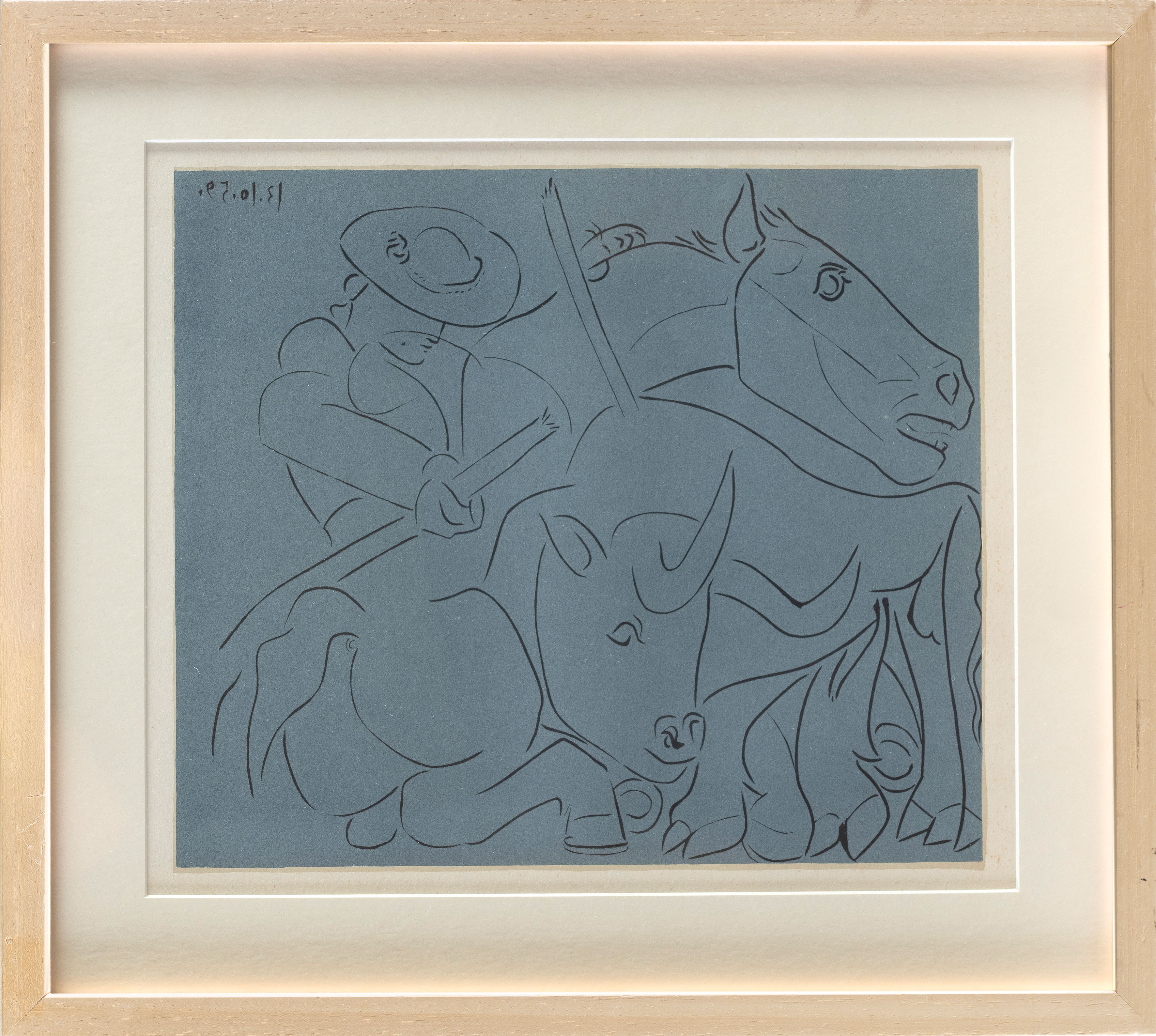 PABLO PICASSO (Málaga 1881-Mougins, Francia 1973)
"Picador picando al toro (blanco).  (1959)....