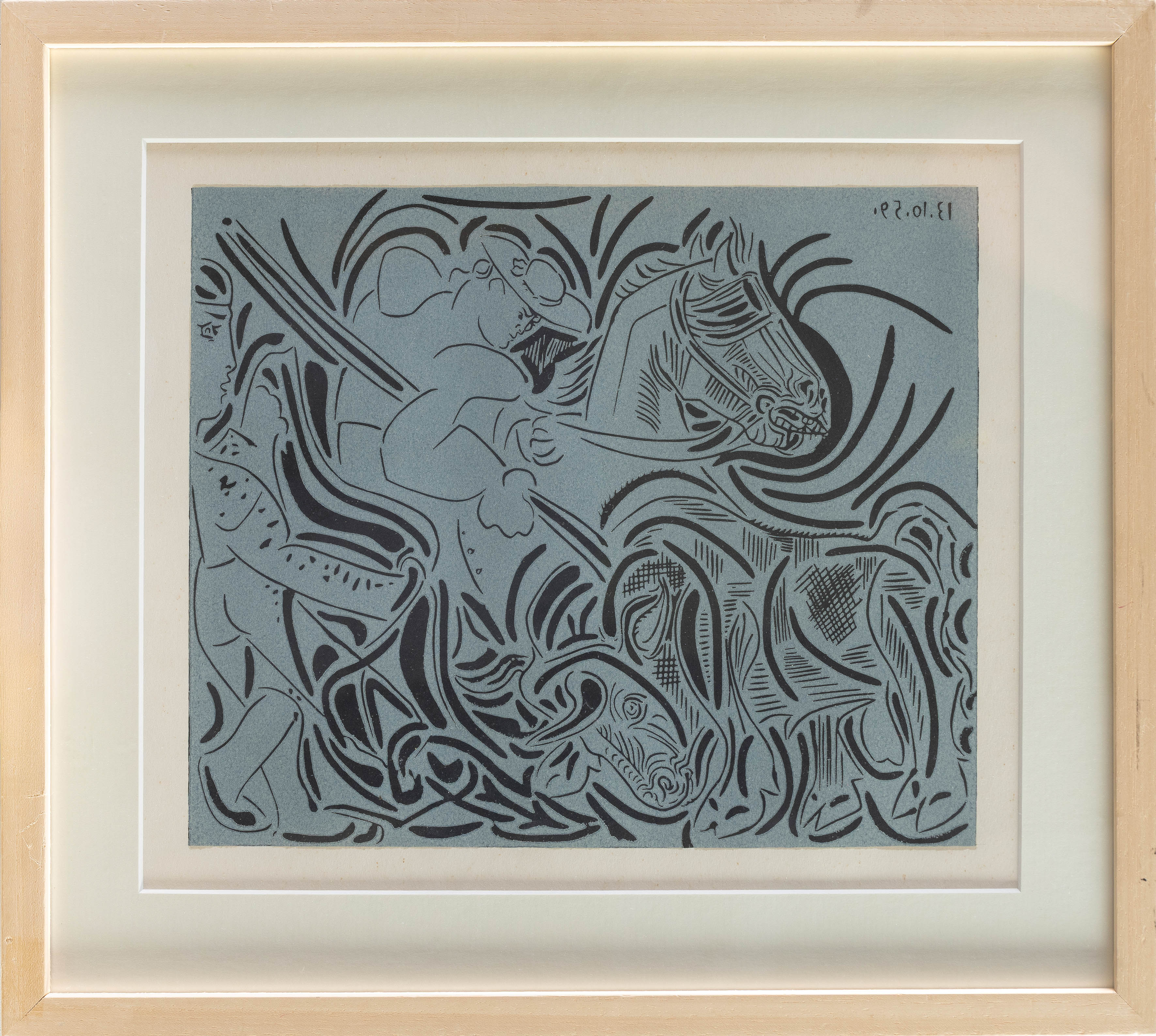 PABLO PICASSO (Málaga 1881-Mougins, Francia 1973)
"Picador picando al toro (blanco).  (1959)....
