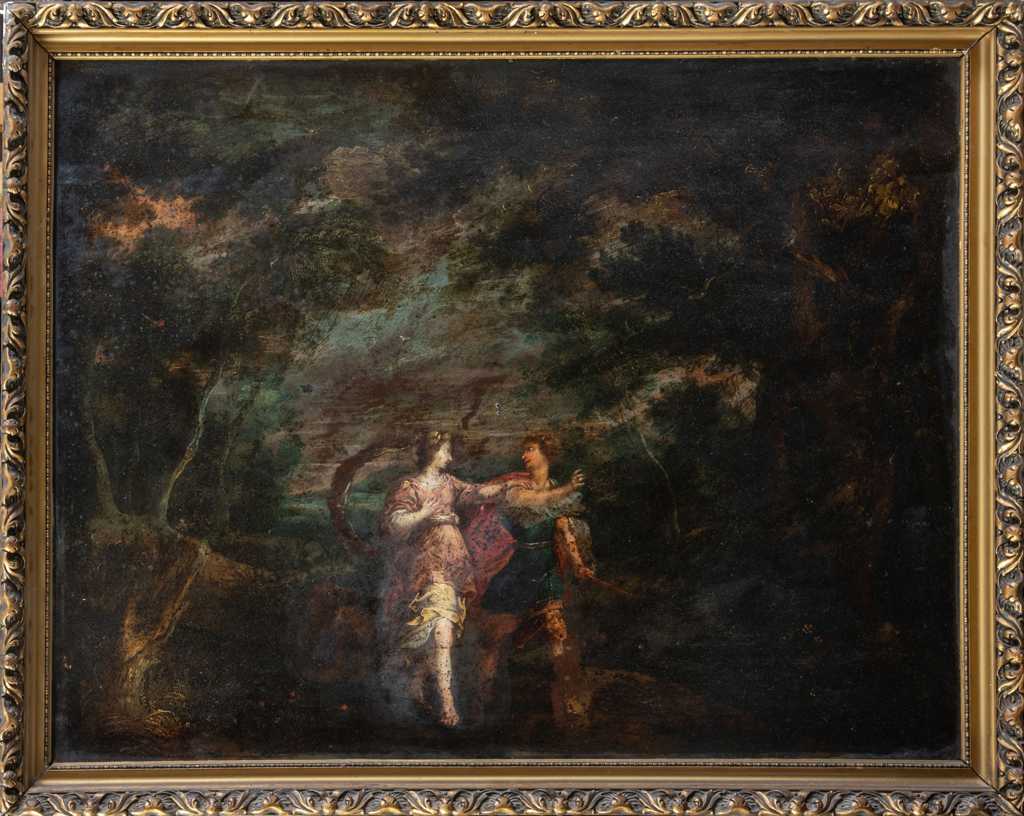 ESCUELA FLAMENCA, S. XVII
"Diana y Acteón"
Óleo sobre cobre.
Medidas: 54 x 76 cm.